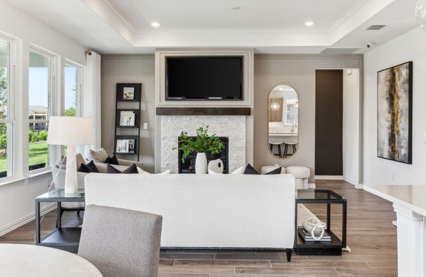 View of gathering room from kitchen and dining areas