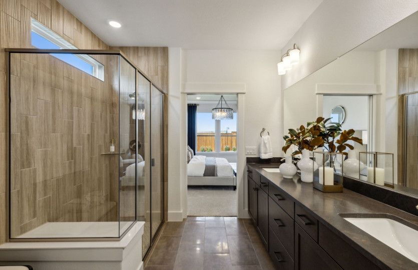 Owner's bath with large shower and double vanity*model representation