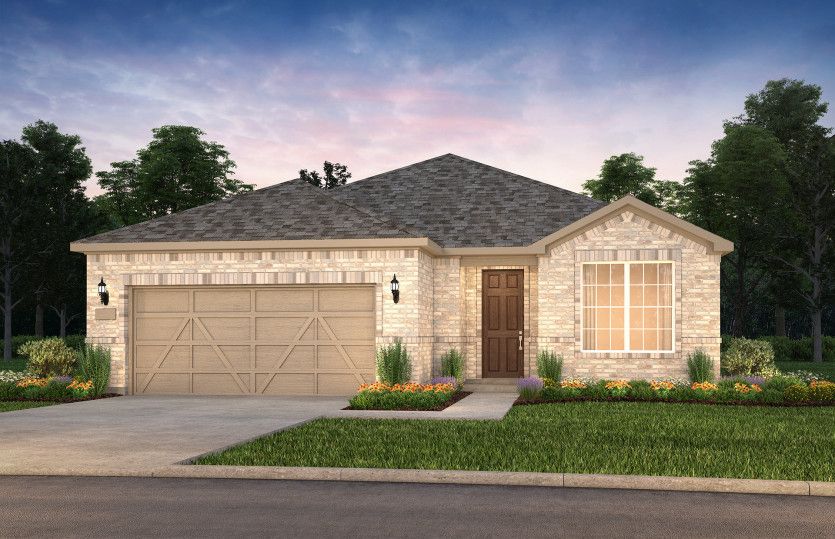 The Mainstay, a one-story home with 2-car garage, shown with home exterior LS201