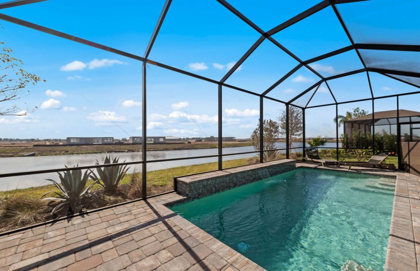Relax by the pool in Lakewood Ranch new construction homes