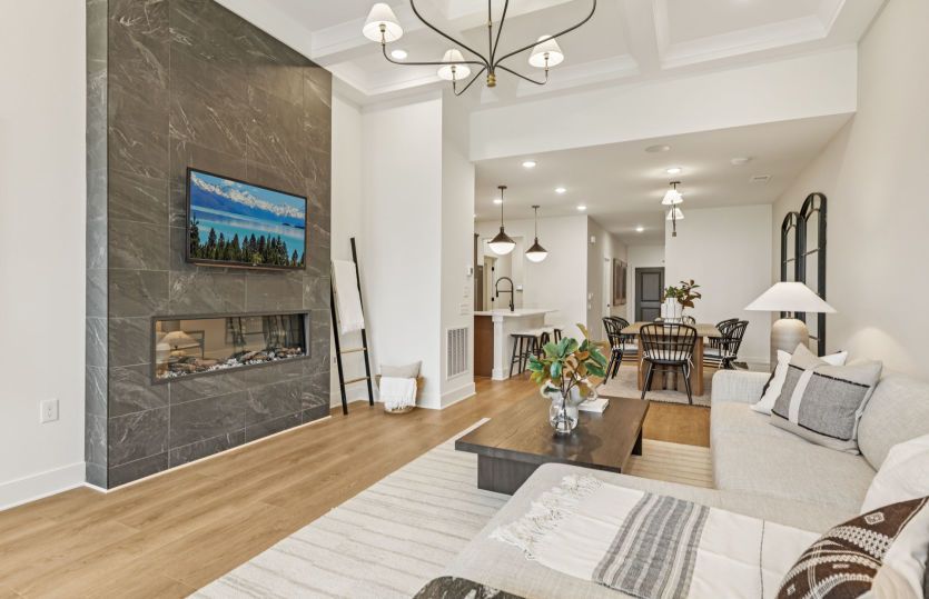Gathering Room Features an Optional Electric Fireplace