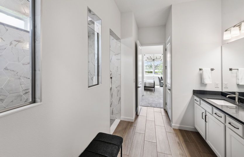 Owner's Bath with Dual Sinks and Walk-In Shower