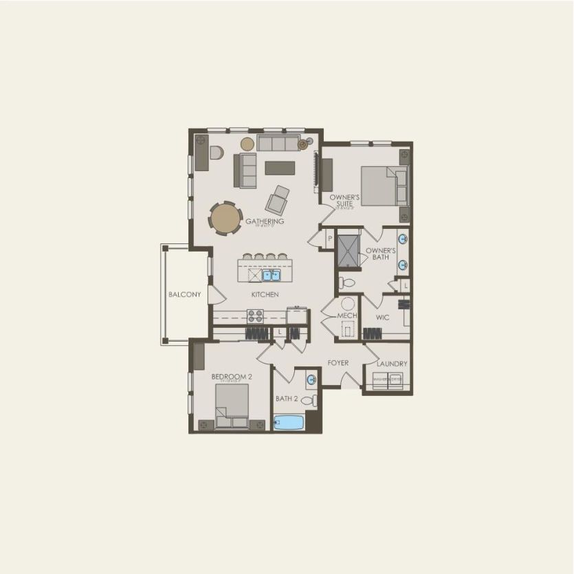 First Floor 2 br / 2 ba