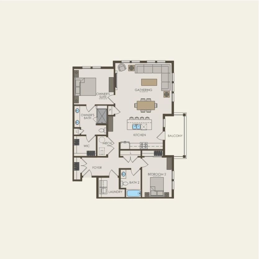 First Floor 2 br / 2 ba