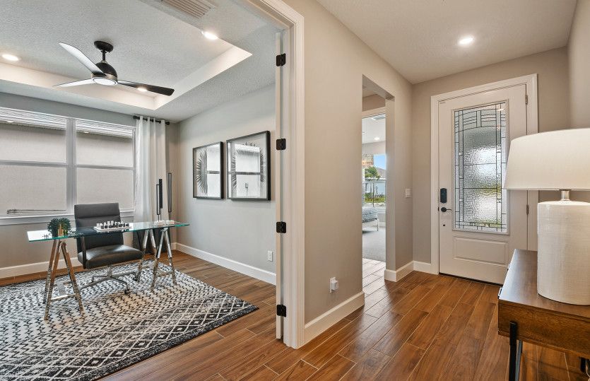 Foyer with access to the enclosed flex room