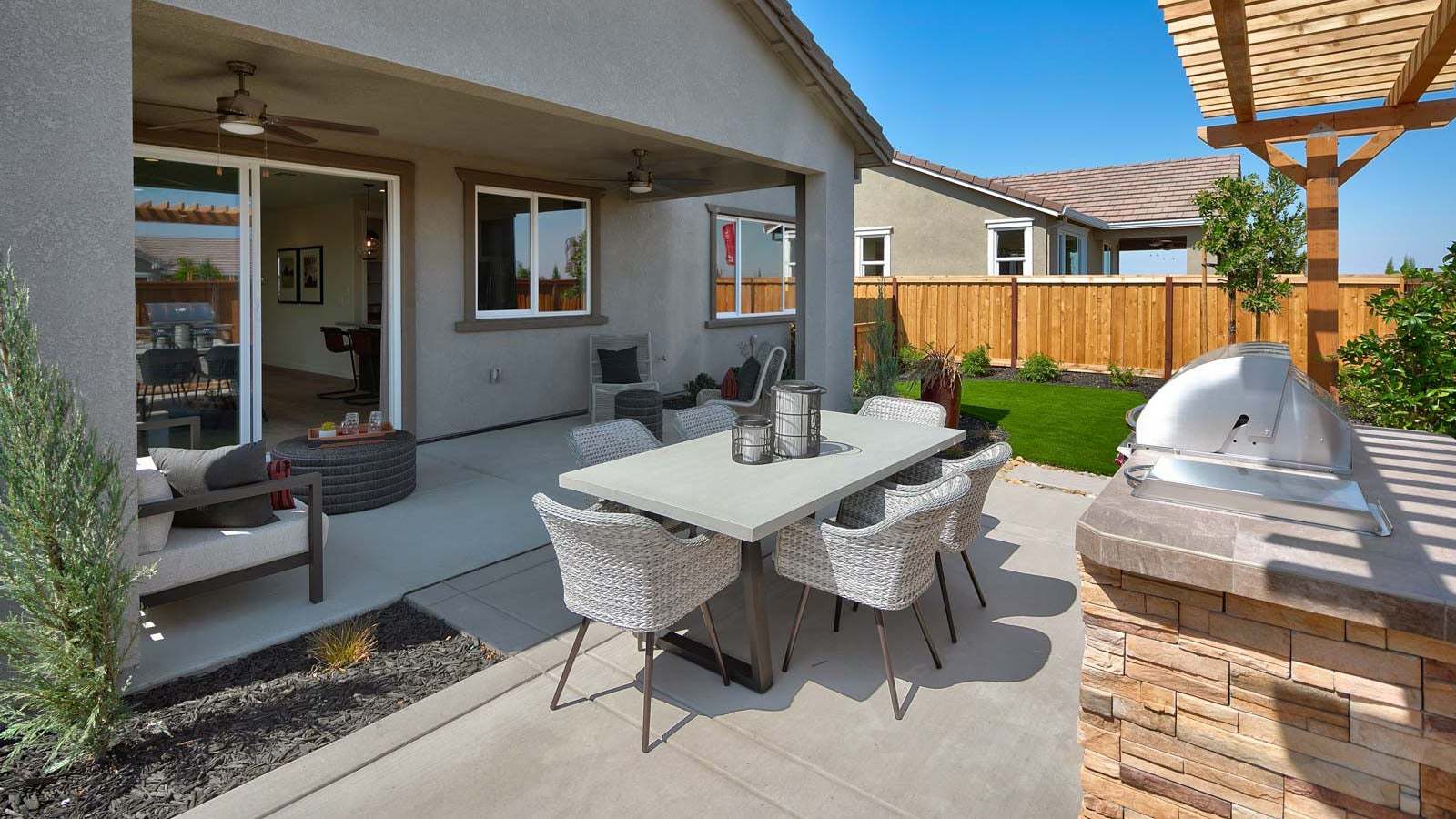 Residence 2 Model Covered Patio and Backyard