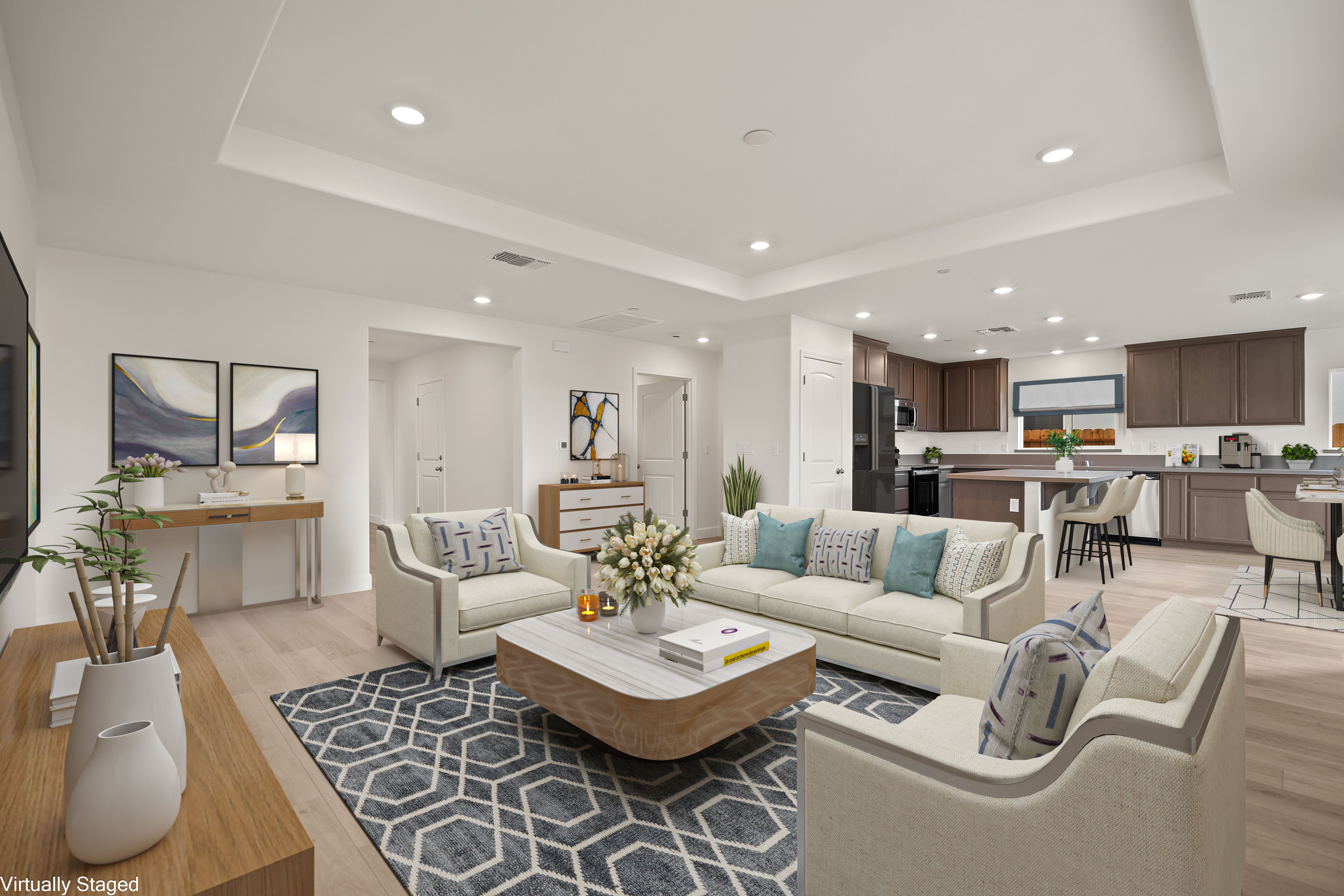 Open Concept Living, Dining, and Kitchen Area