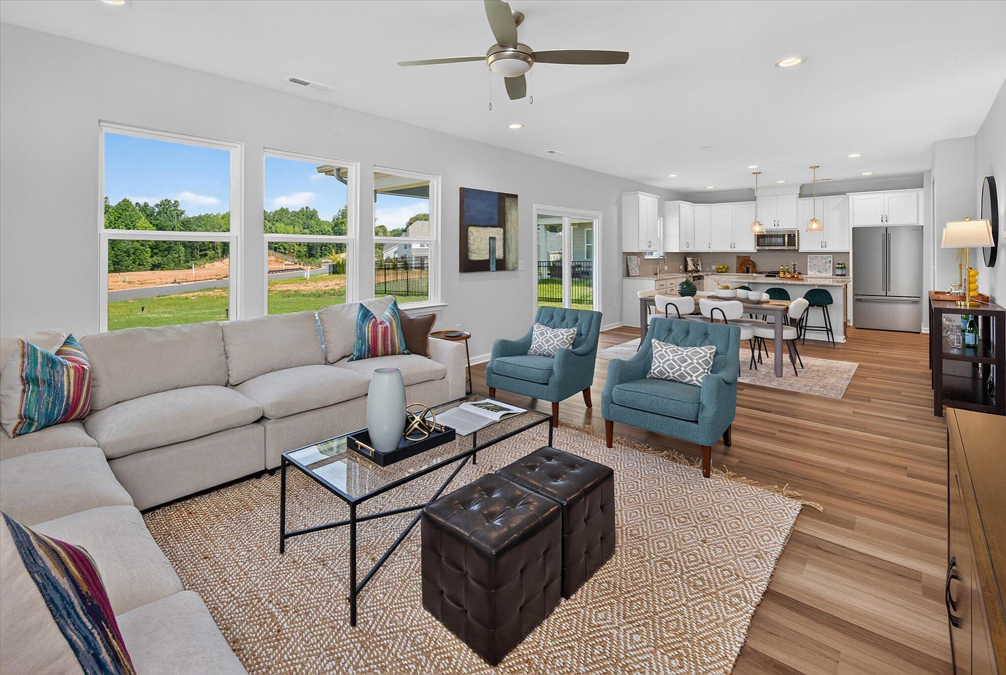 Family Room, Dining & Kitchen