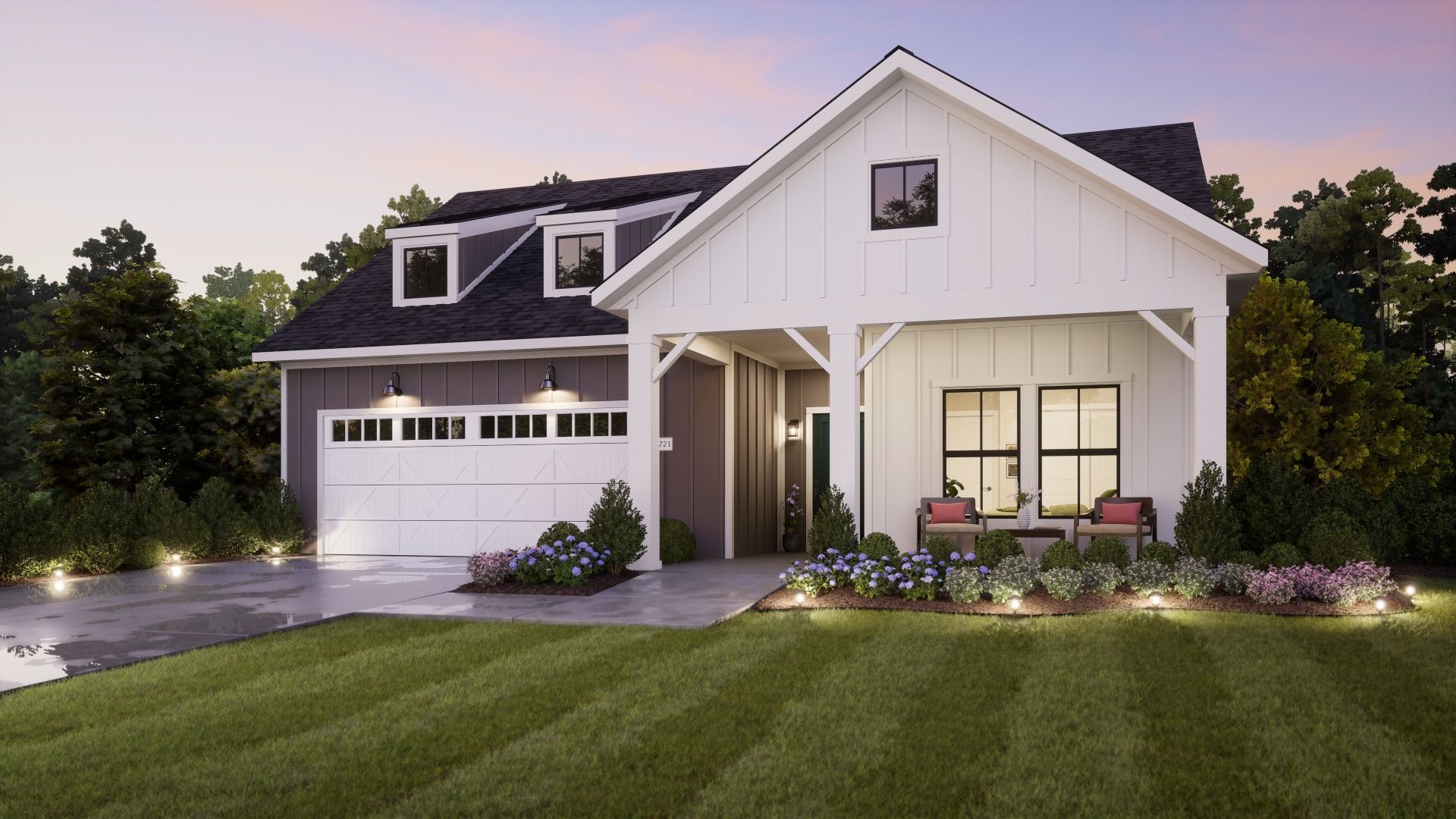 Portico Farmhouse Elevation D Ranch