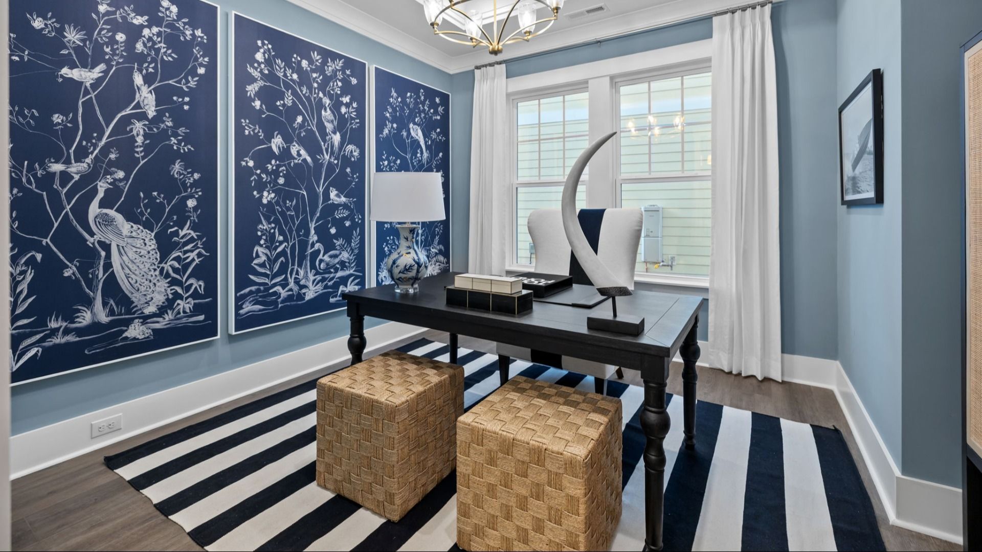 The Adventurer Plan by DBR Homes with a modern home office in Fort Mill, SC.