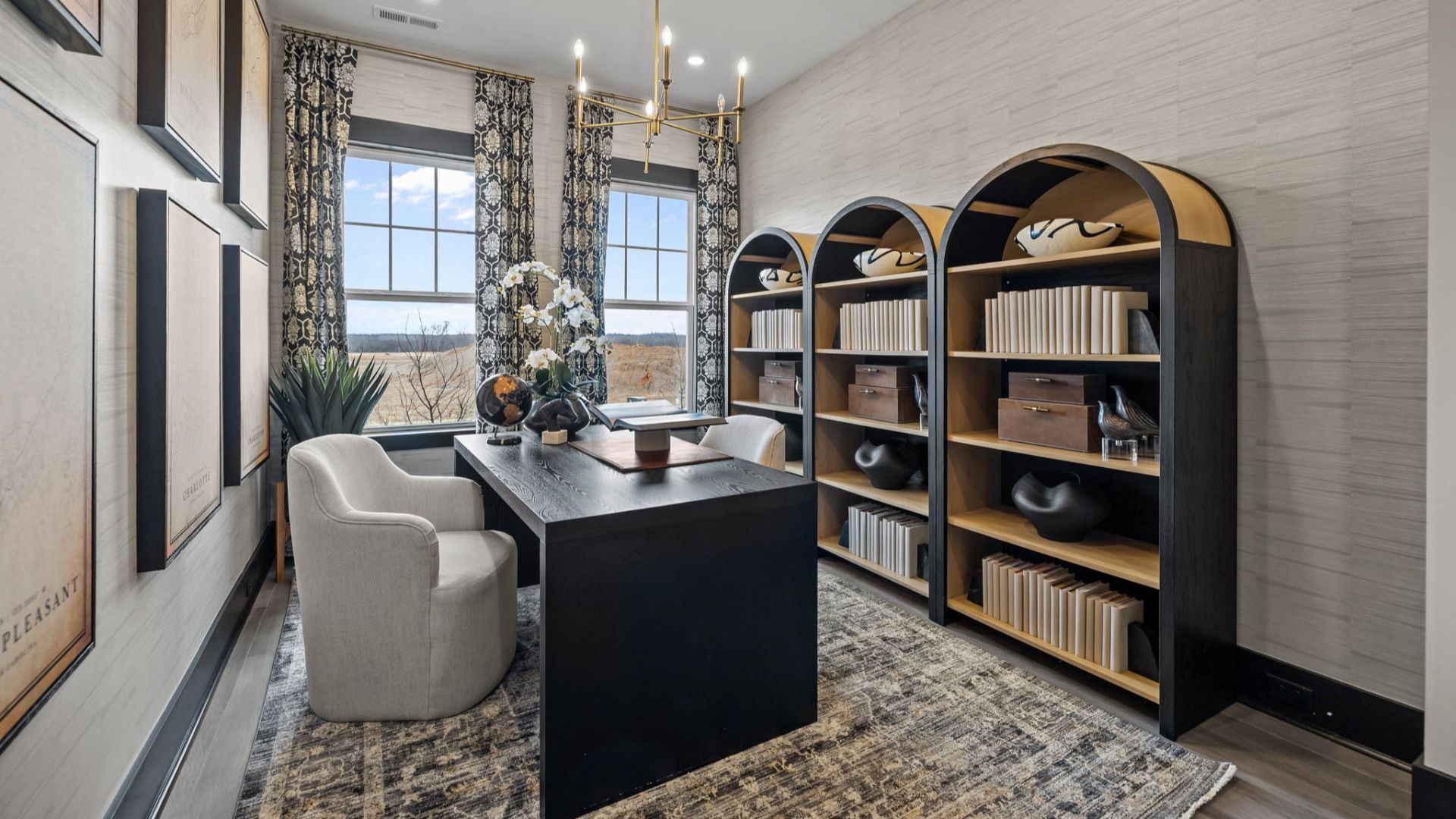 The Enthusiast Plan by DBR Homes with a modern home office in Fort Mill, SC.