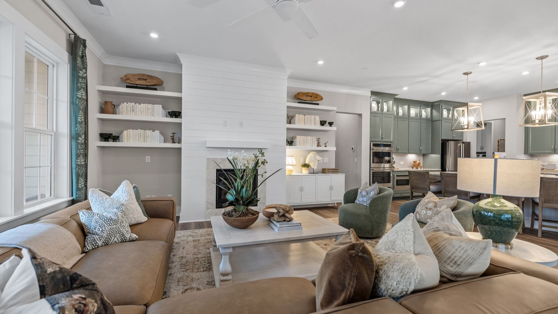 The Inspire Plan by DBR Homes spacious living area with fireplace in Fort Mill, SC.