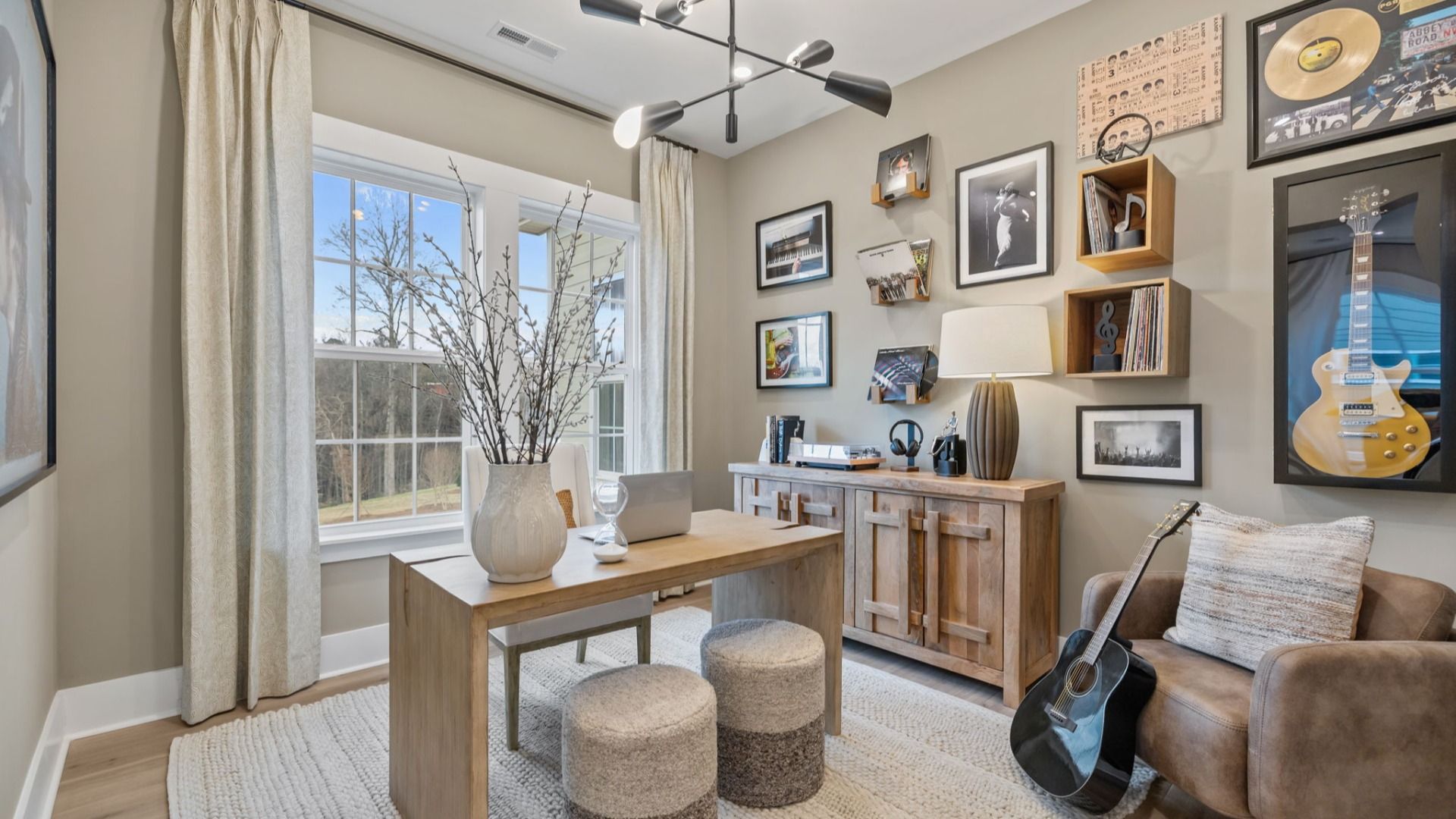 The Virtuoso Plan by DBR Homes with a modern home office in Fort Mill, SC.