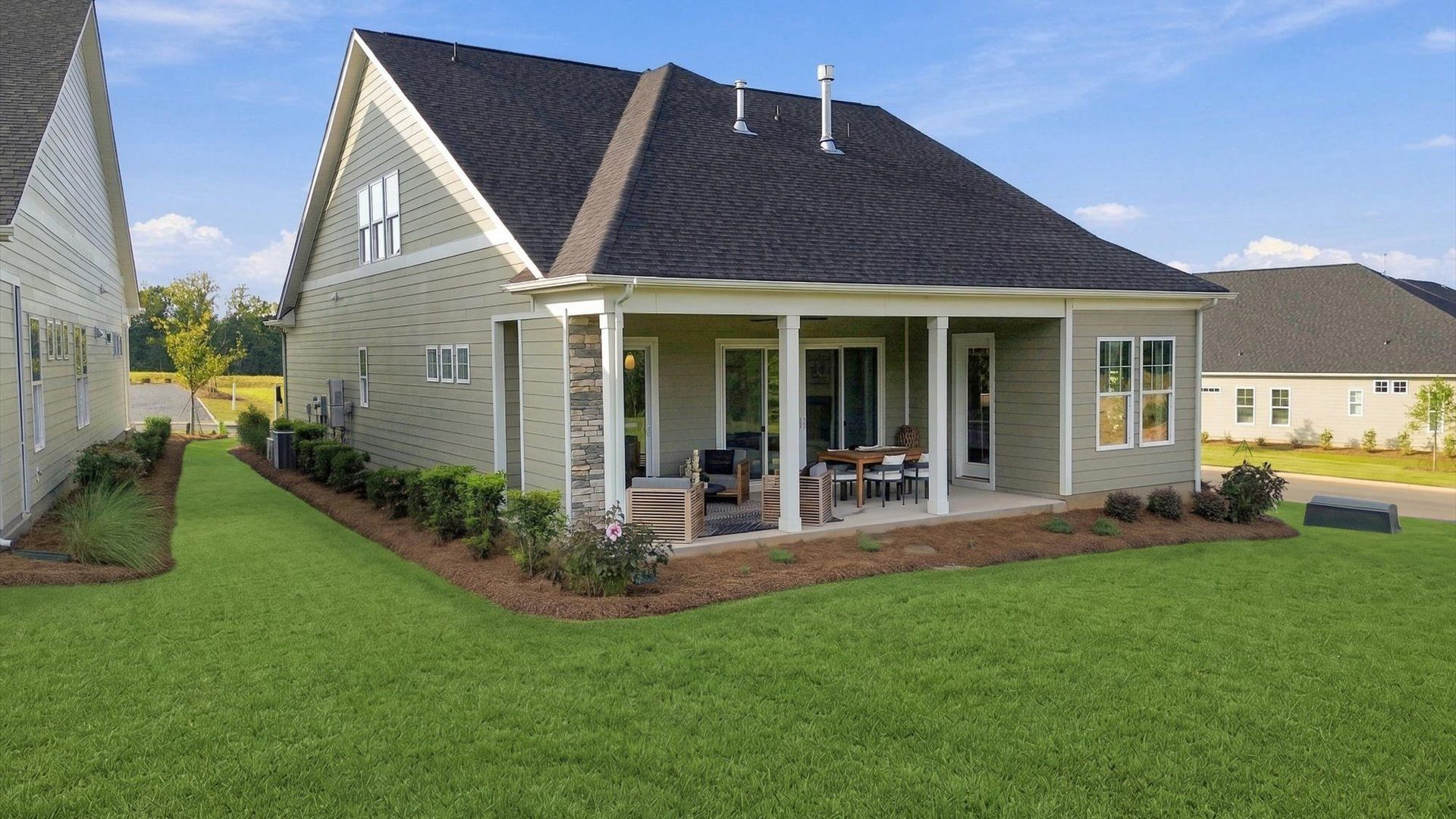 The Enthusiast Plan by DRB homes in Brook Run Fort Mill, NC - Rear porch