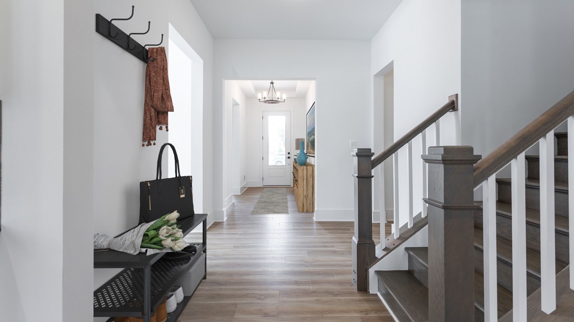 A stylish and welcoming entryway in the DRB Elevate Adventurer floor plan.