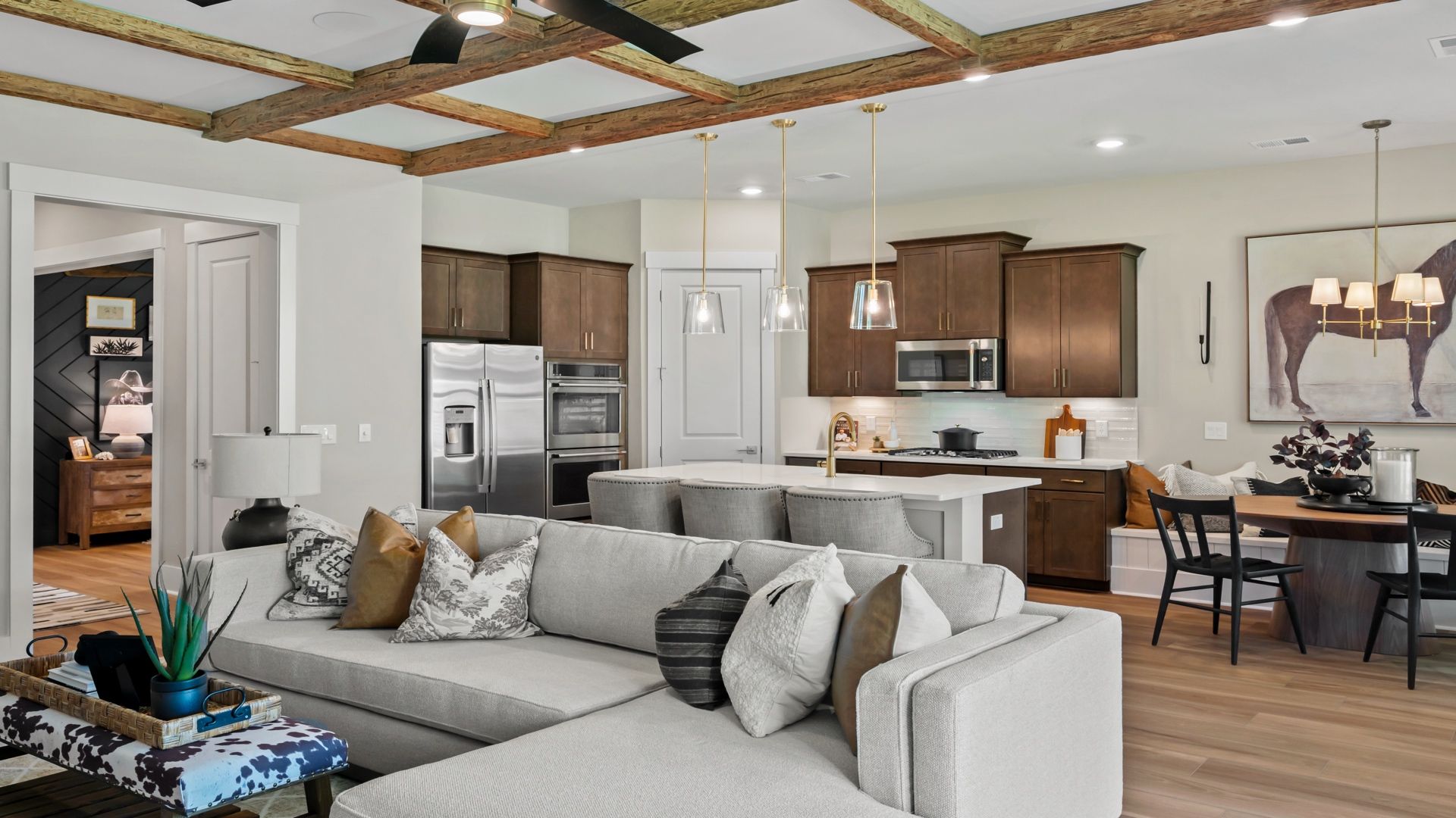 The Traveler’s open kitchen and living room create a welcoming space for daily living and gatherings