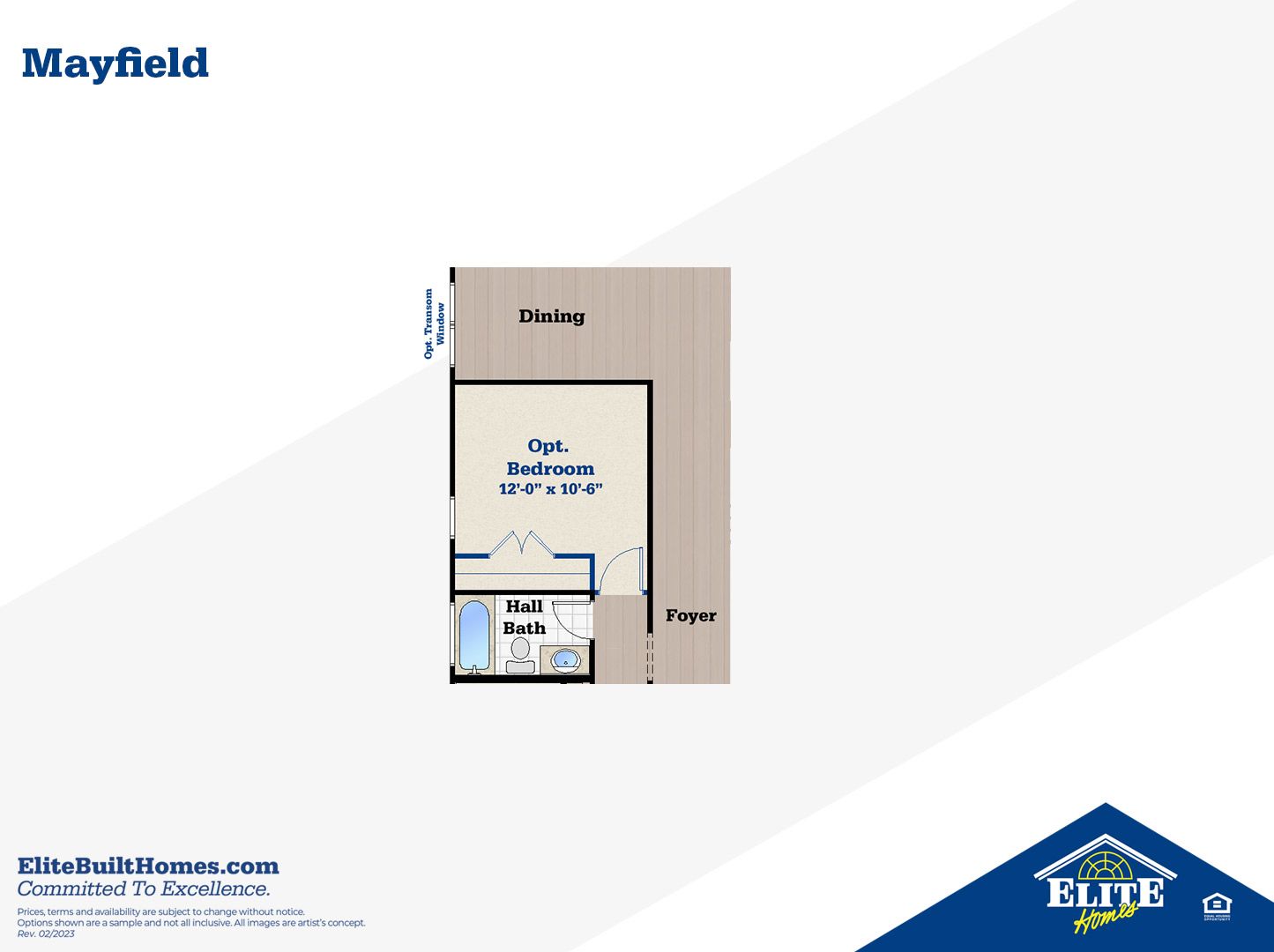Optional Main Level Bedroom