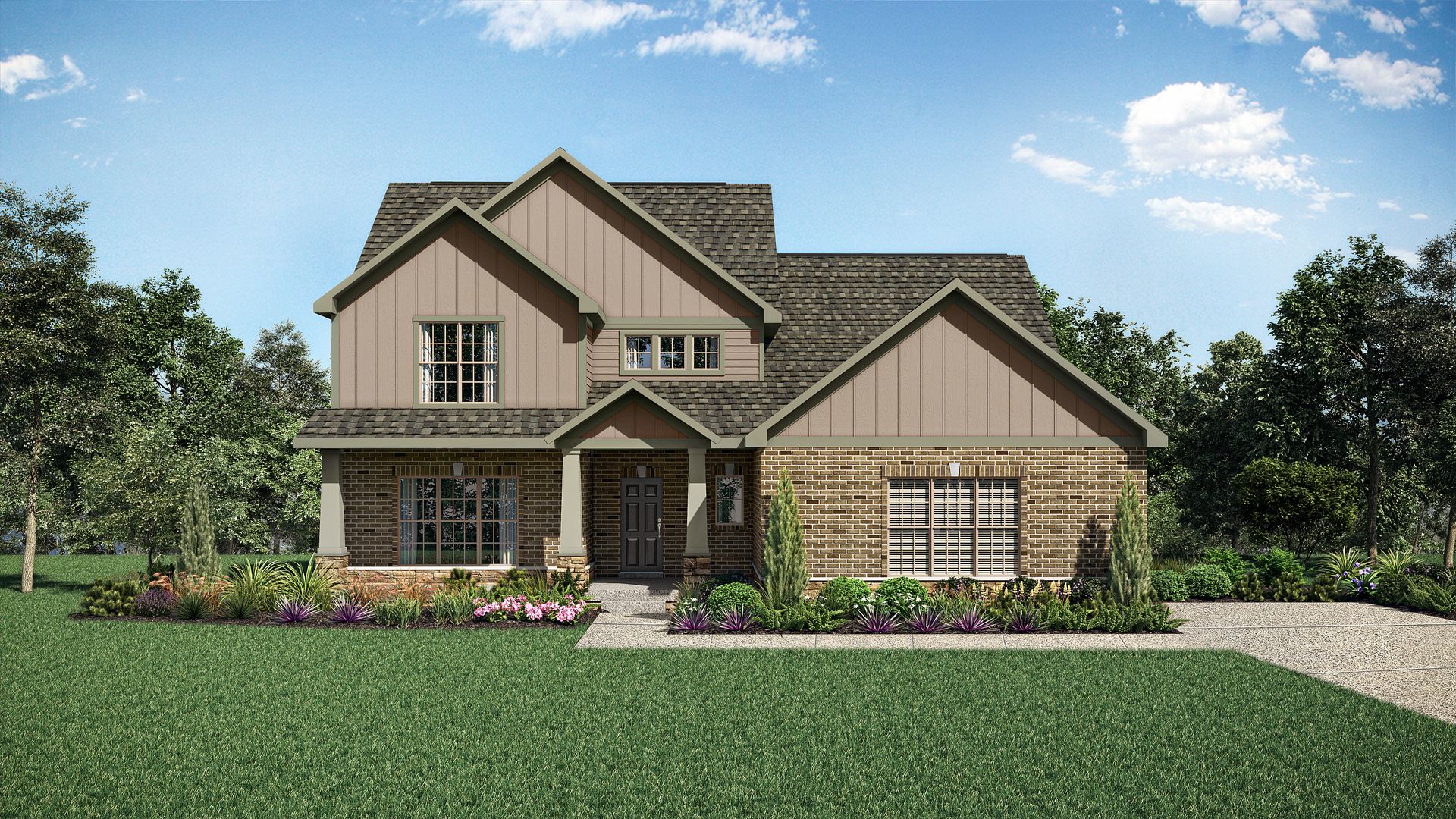 Elevation D *requires 3-car side-entry garage