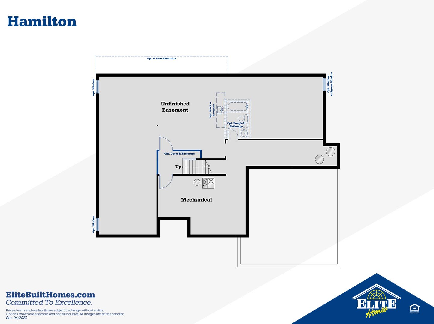 Optional Unfinished Lower Level