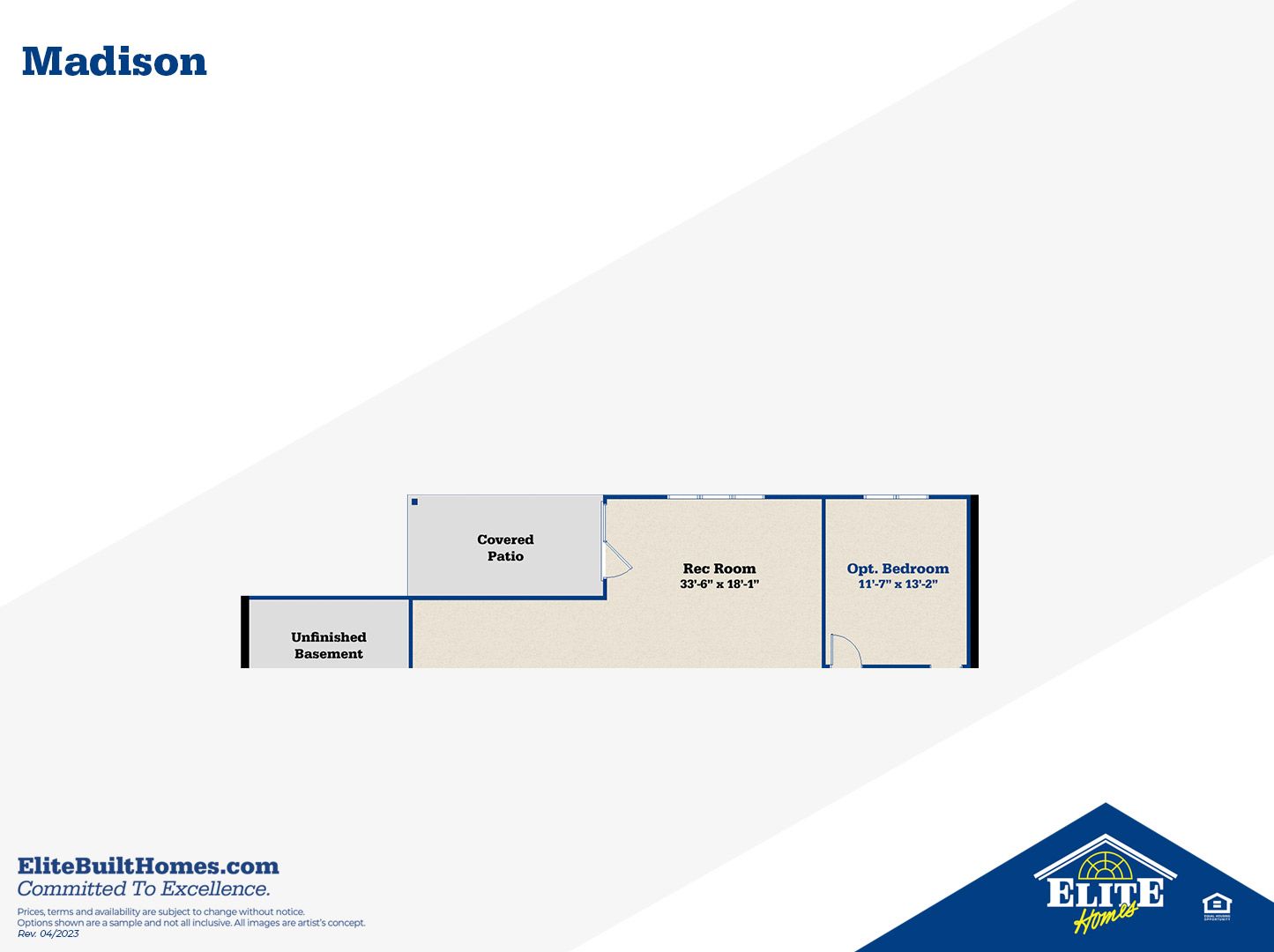 Optional Walkout Lower Level