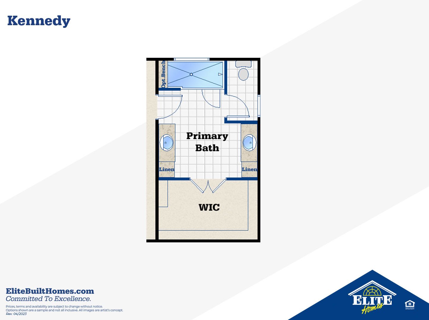 Optional Luxury Shower with Linen Closet in Primary Bath