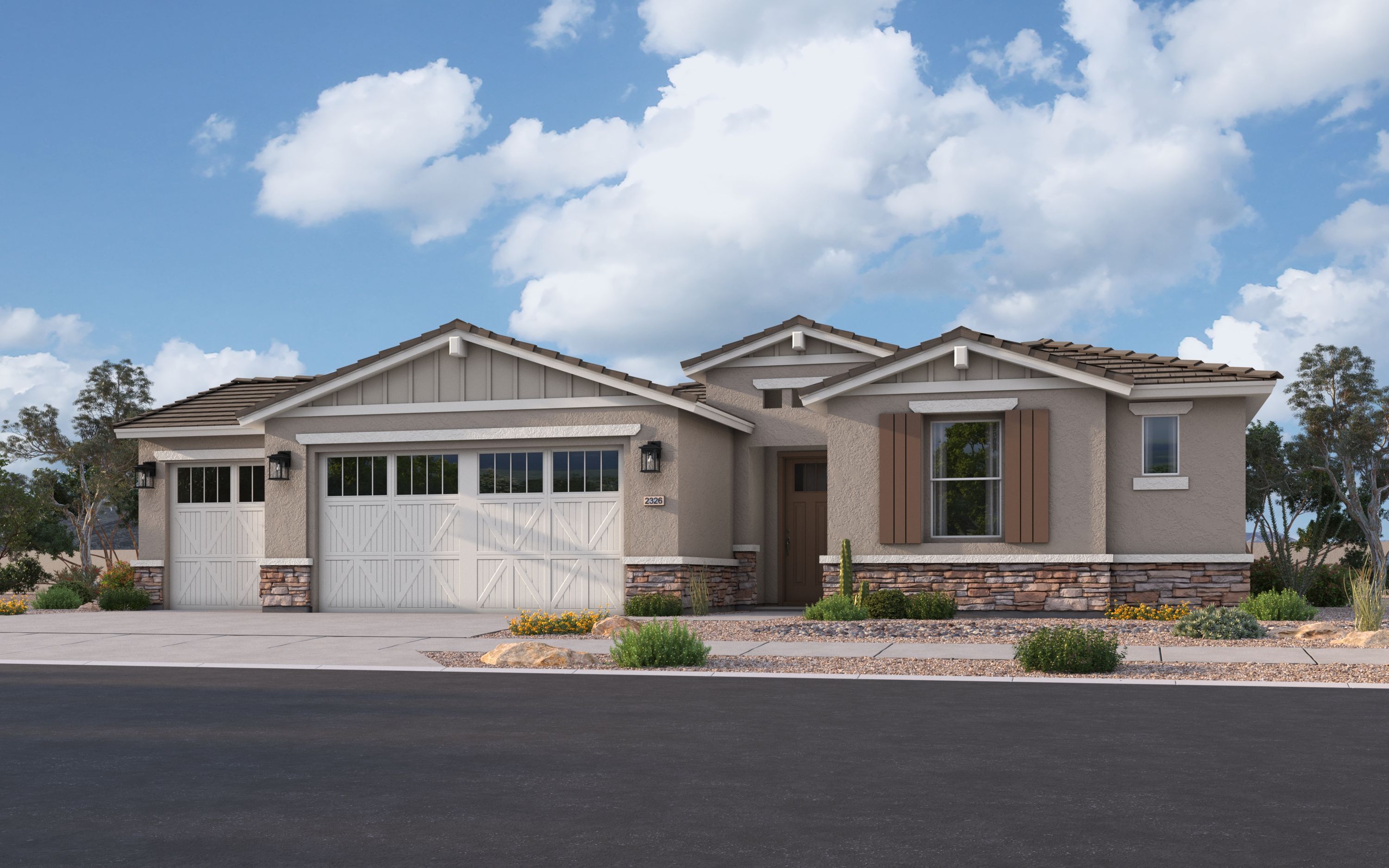 Arizona Ranch - Elevation A 3-Car Garage Option