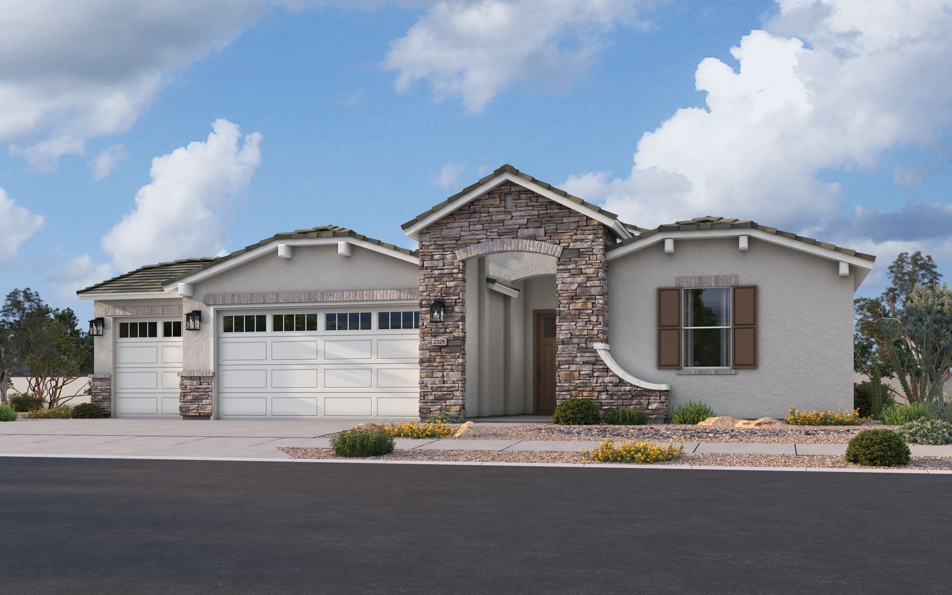 European Cottage - Elevation C 3-Car Garage Option