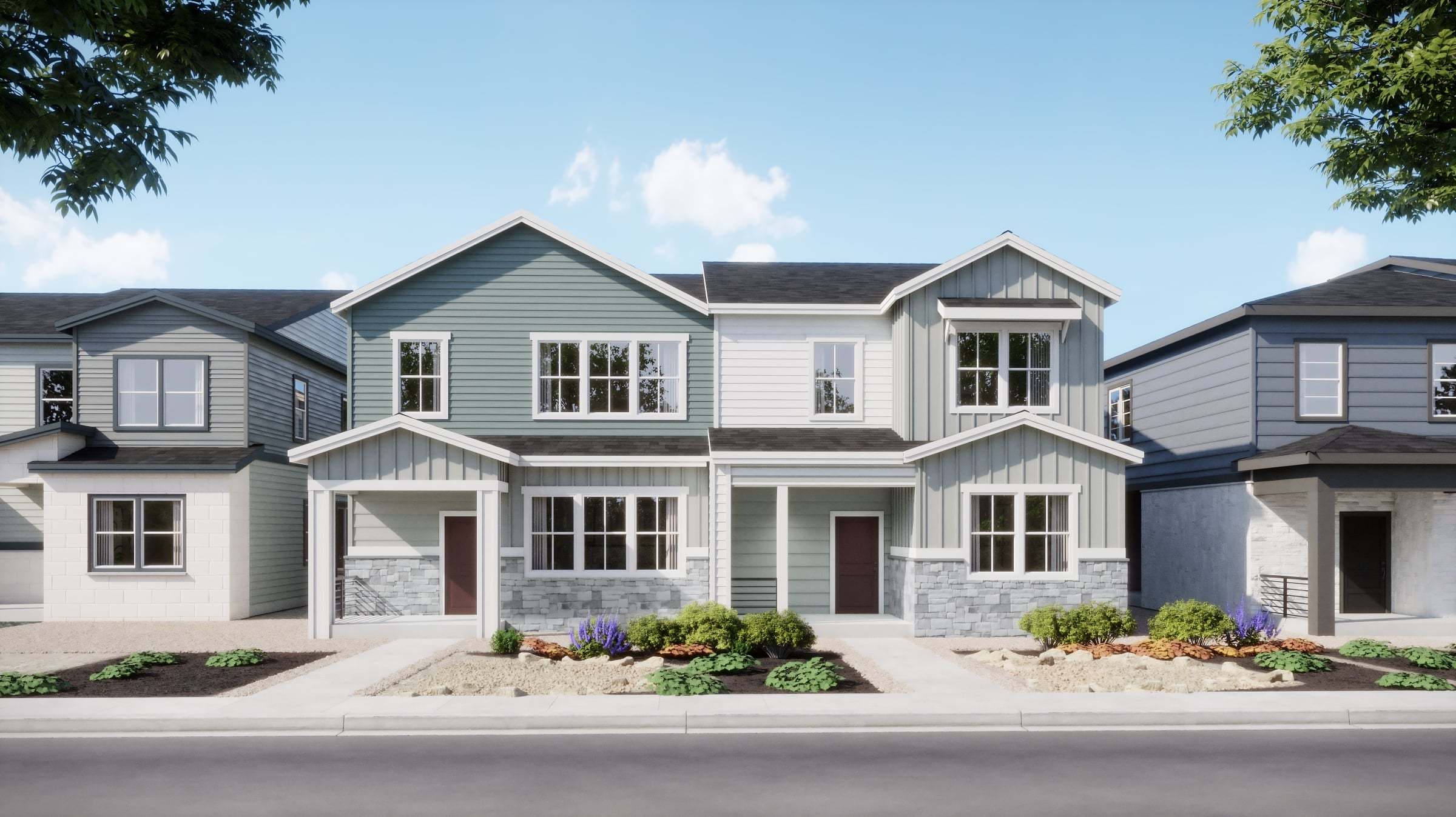casa en The Duets Collection at Harvest Crossing por Risewell Homes