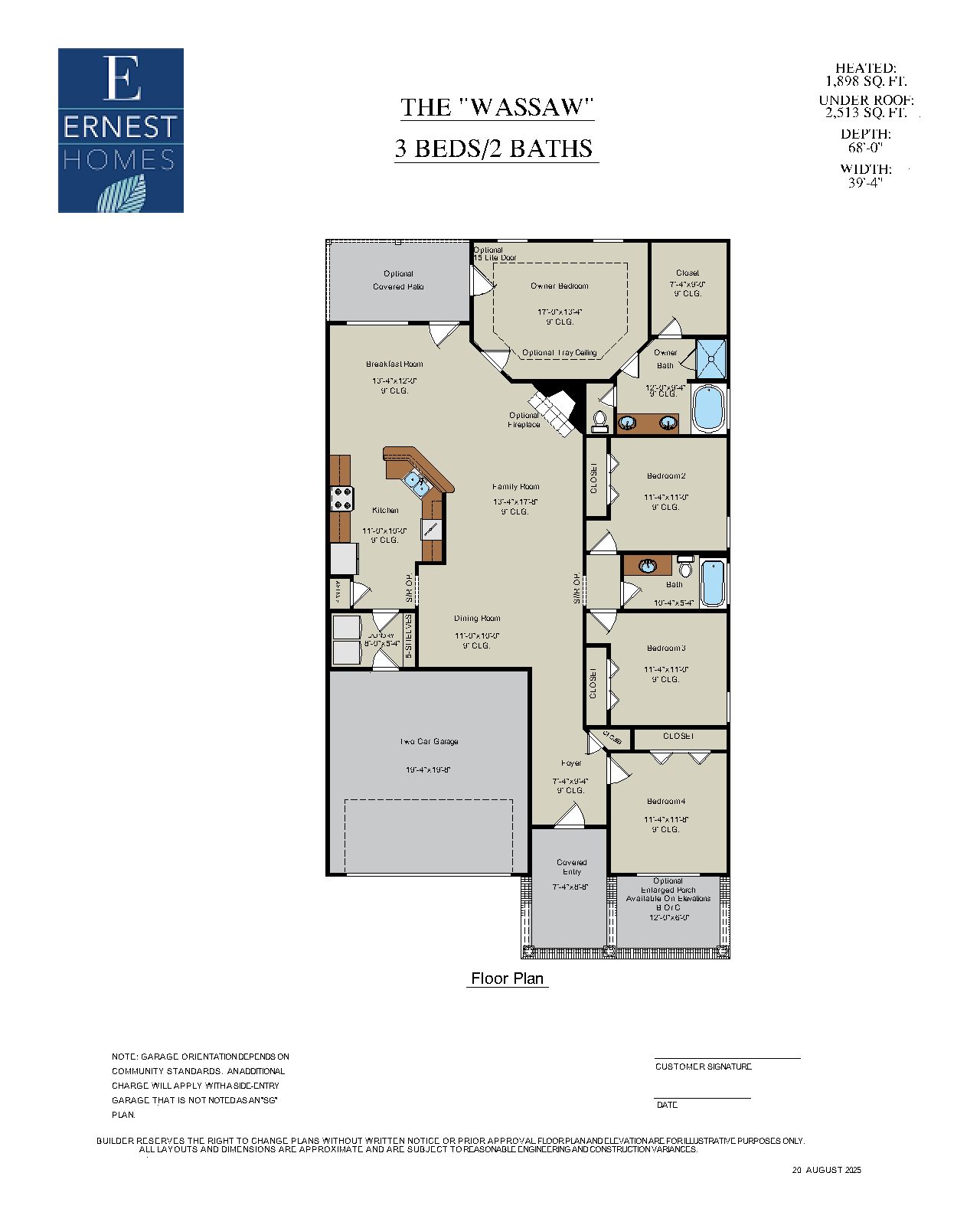Wassaw Floor Plan Layout | 4 Bedroom Single-Level Home