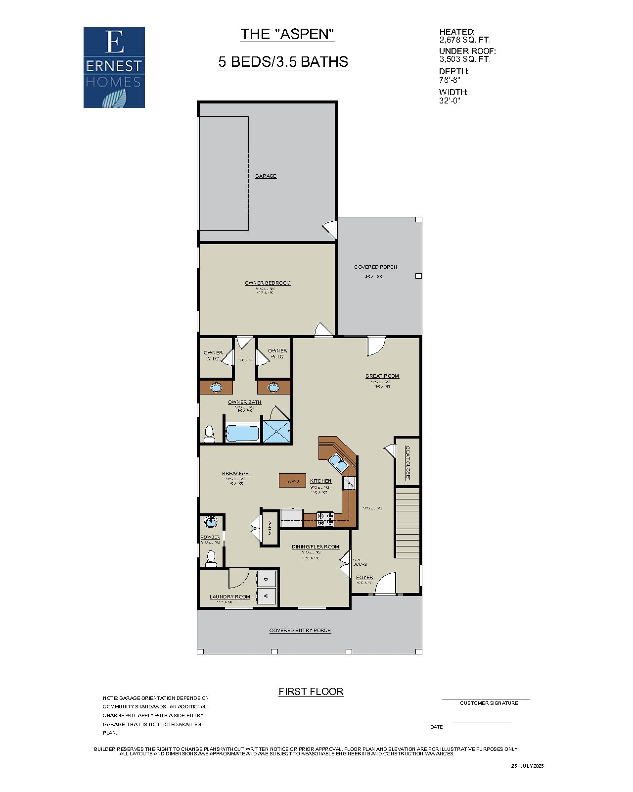 Aspen Plan First Floor Layout - Owner's Suite on Main