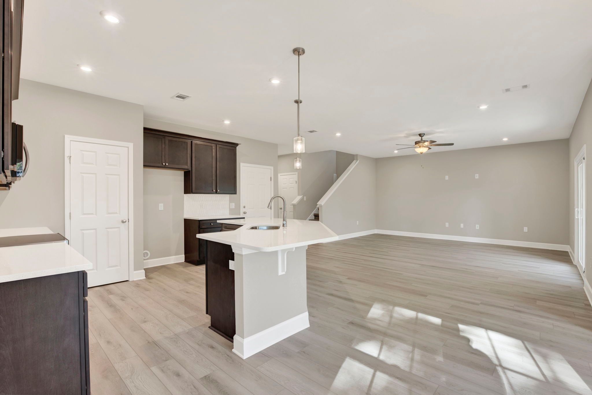 Hudson Plan Open Floor Plan | Kitchen and Living Room View