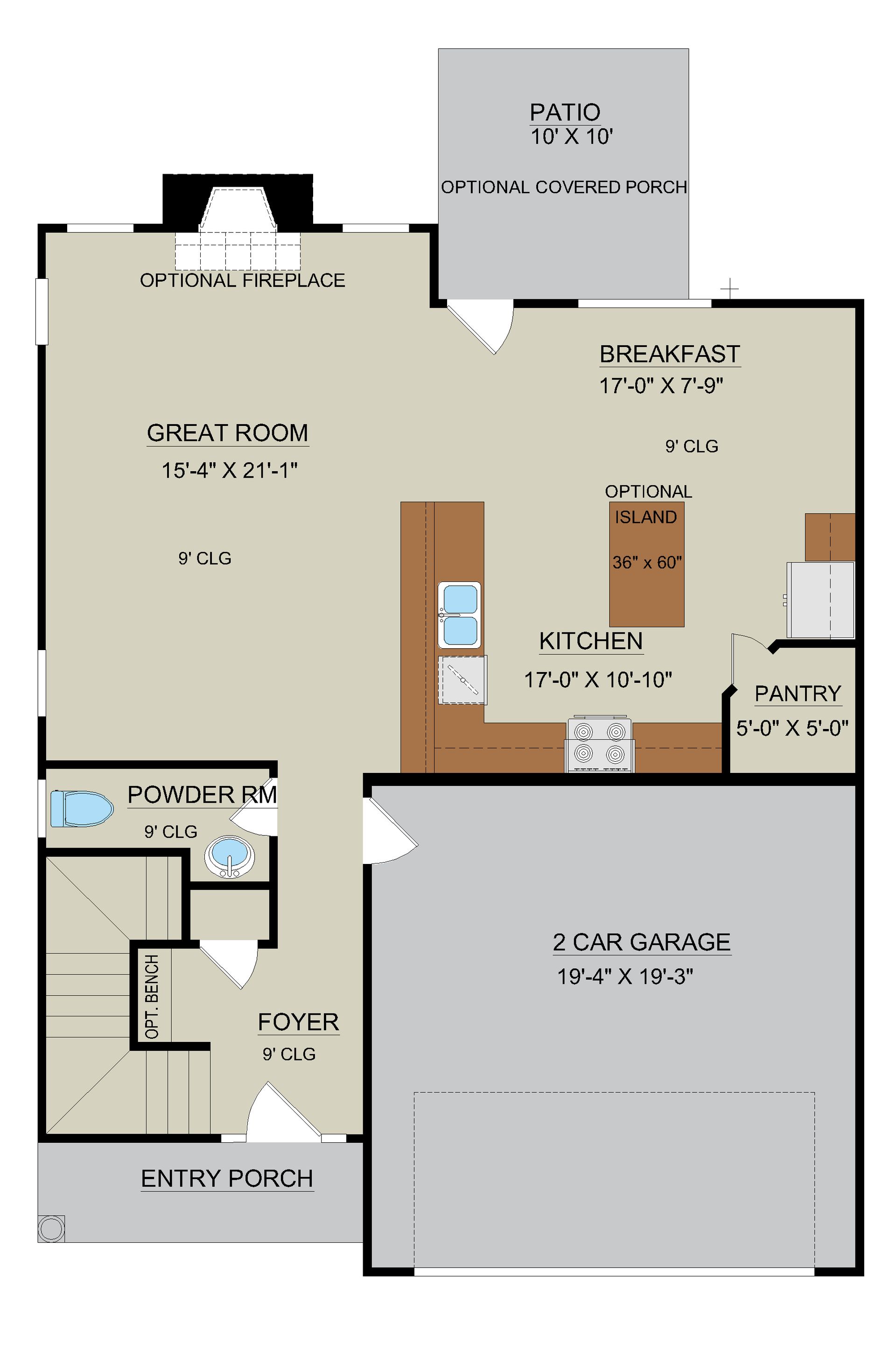 Edisto – First Floor Plan | Great Room & Open Kitchen