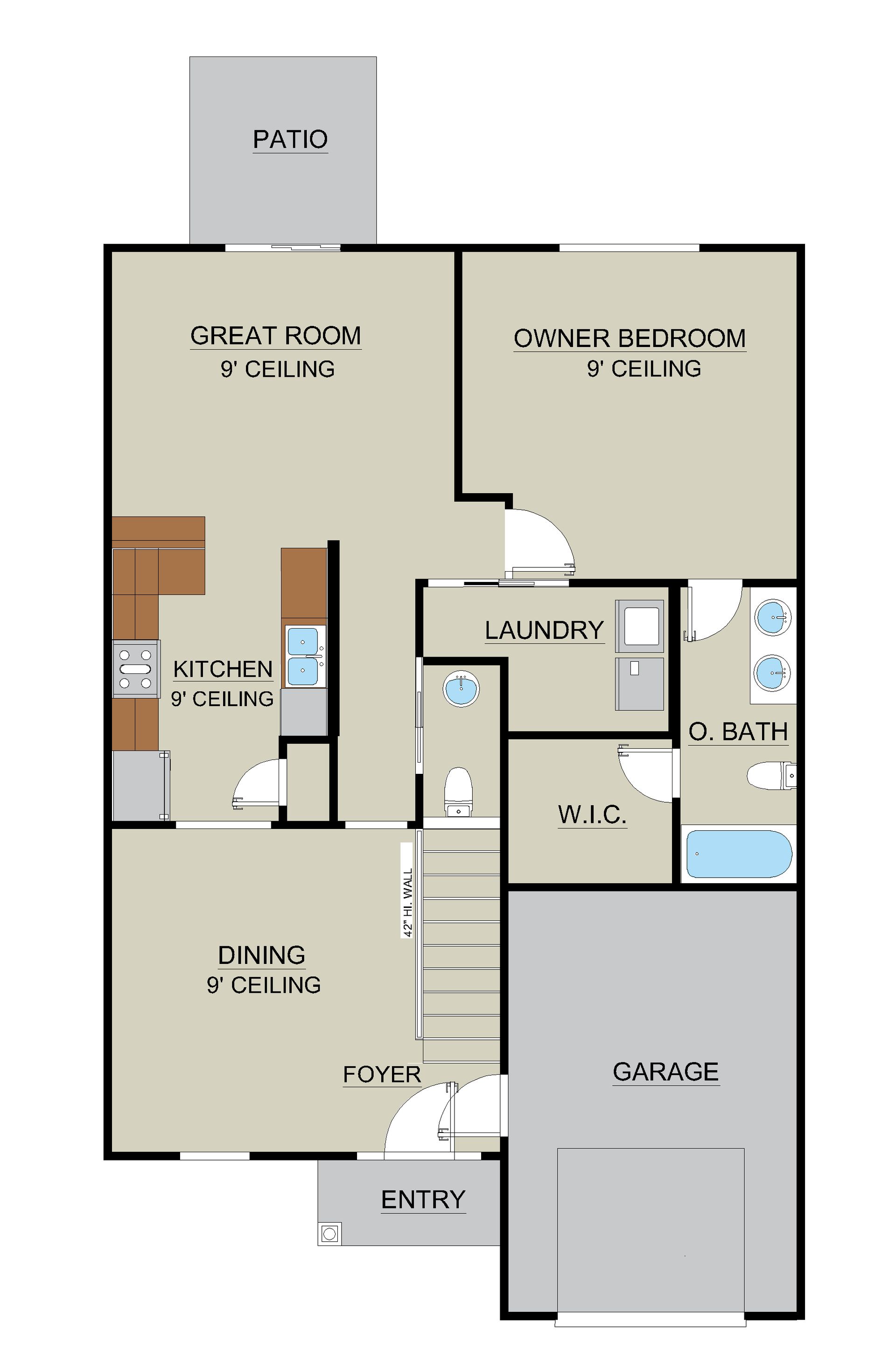 New Haven Townhome A - Floor Plan First Floor Layout | Ernest Homes