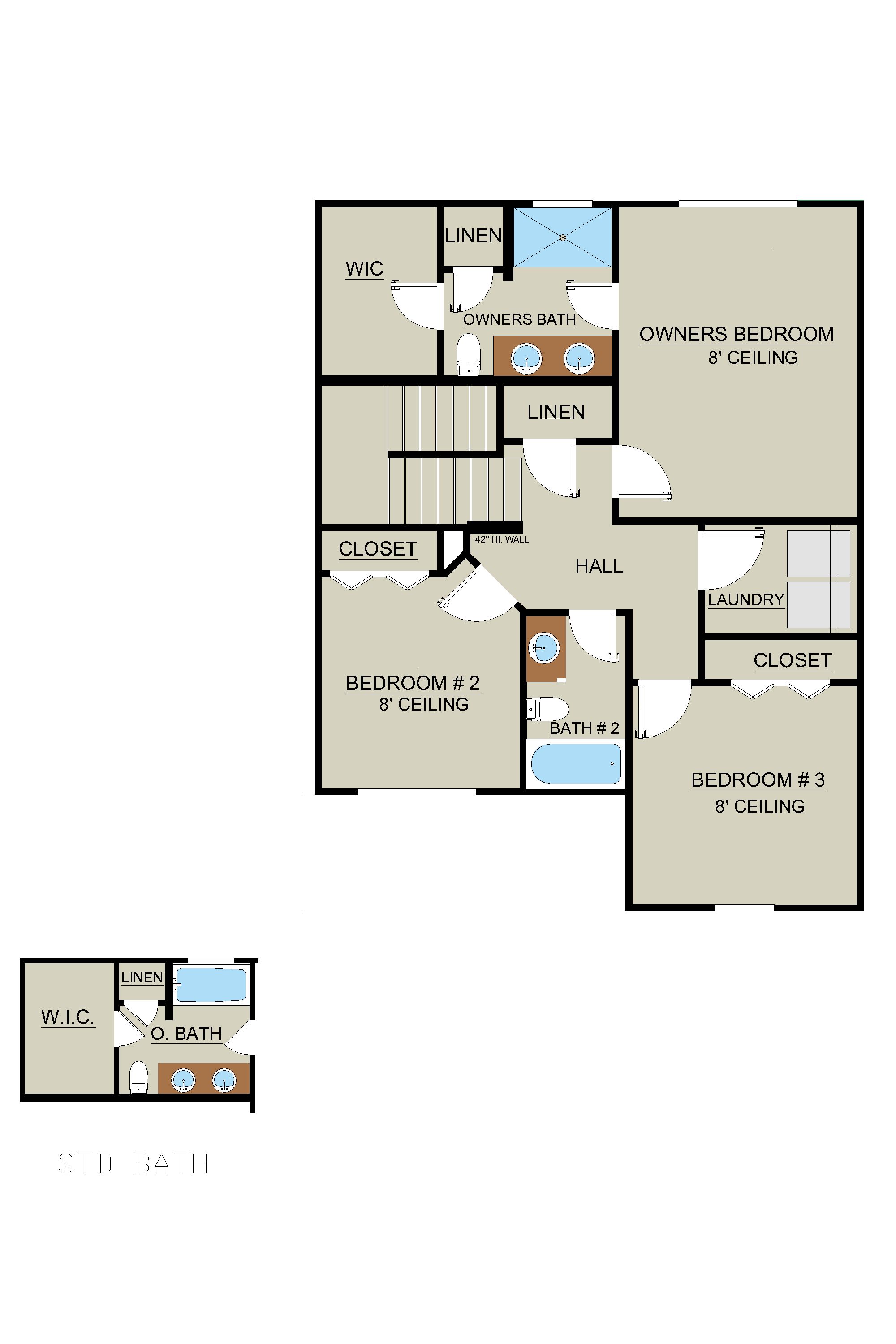 New Haven Townhome B - Floor Plan Second Floor Layout | Ernest Homes