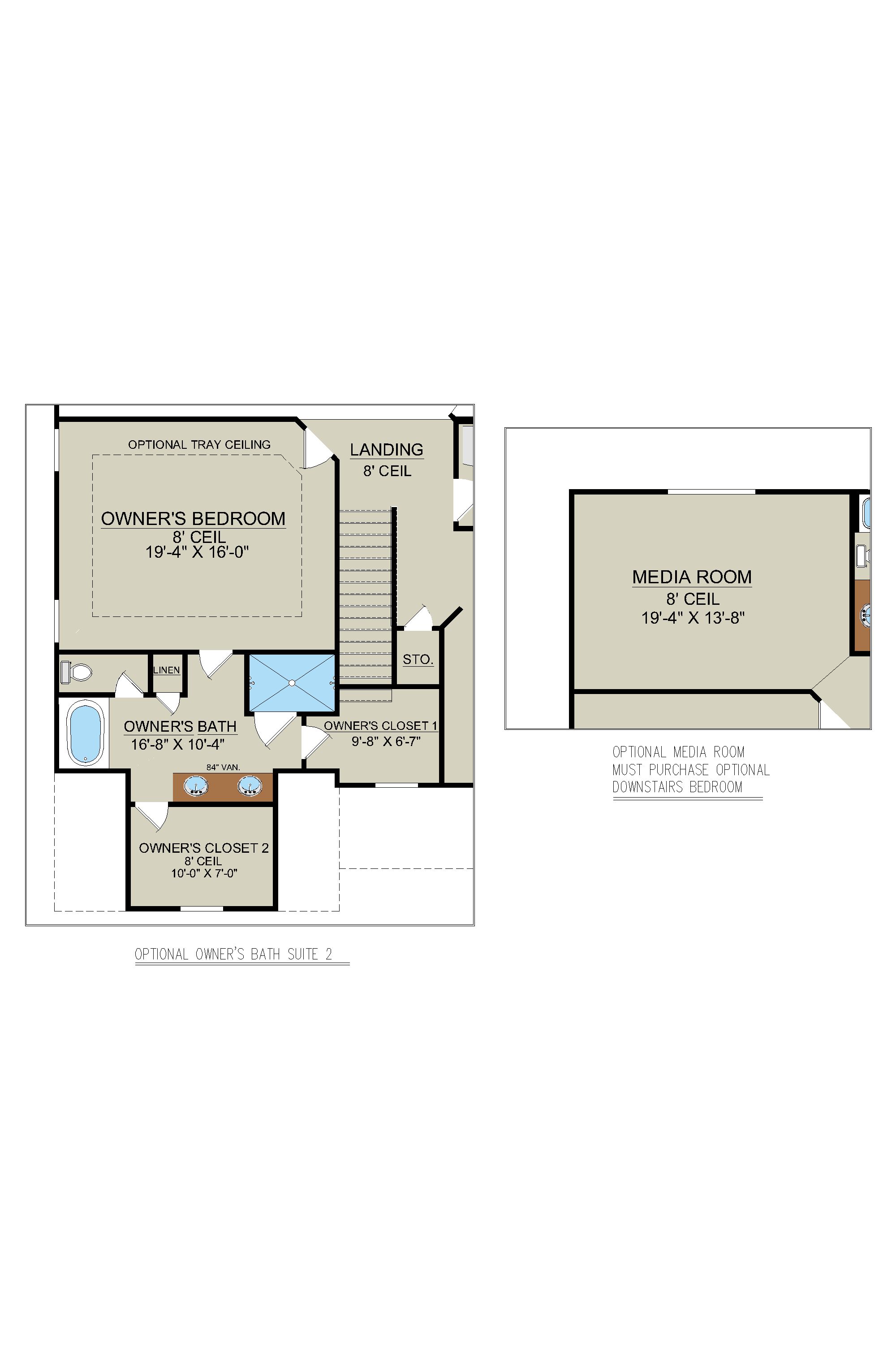 Nantucket Signature – Second Floor Plan Options | Ernest Homes