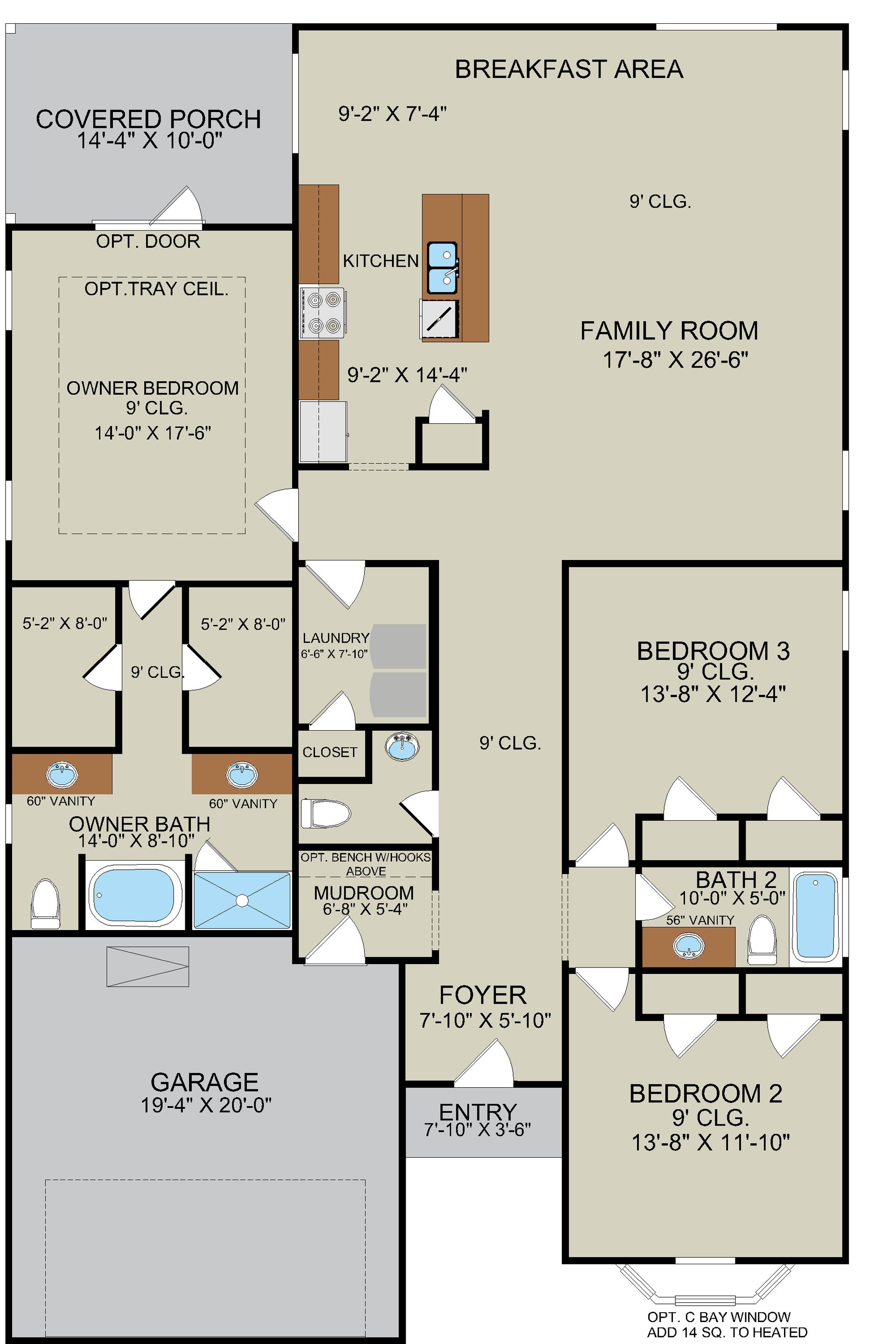 Laurel Floor Plan – 3 Bedroom Single-Story Home