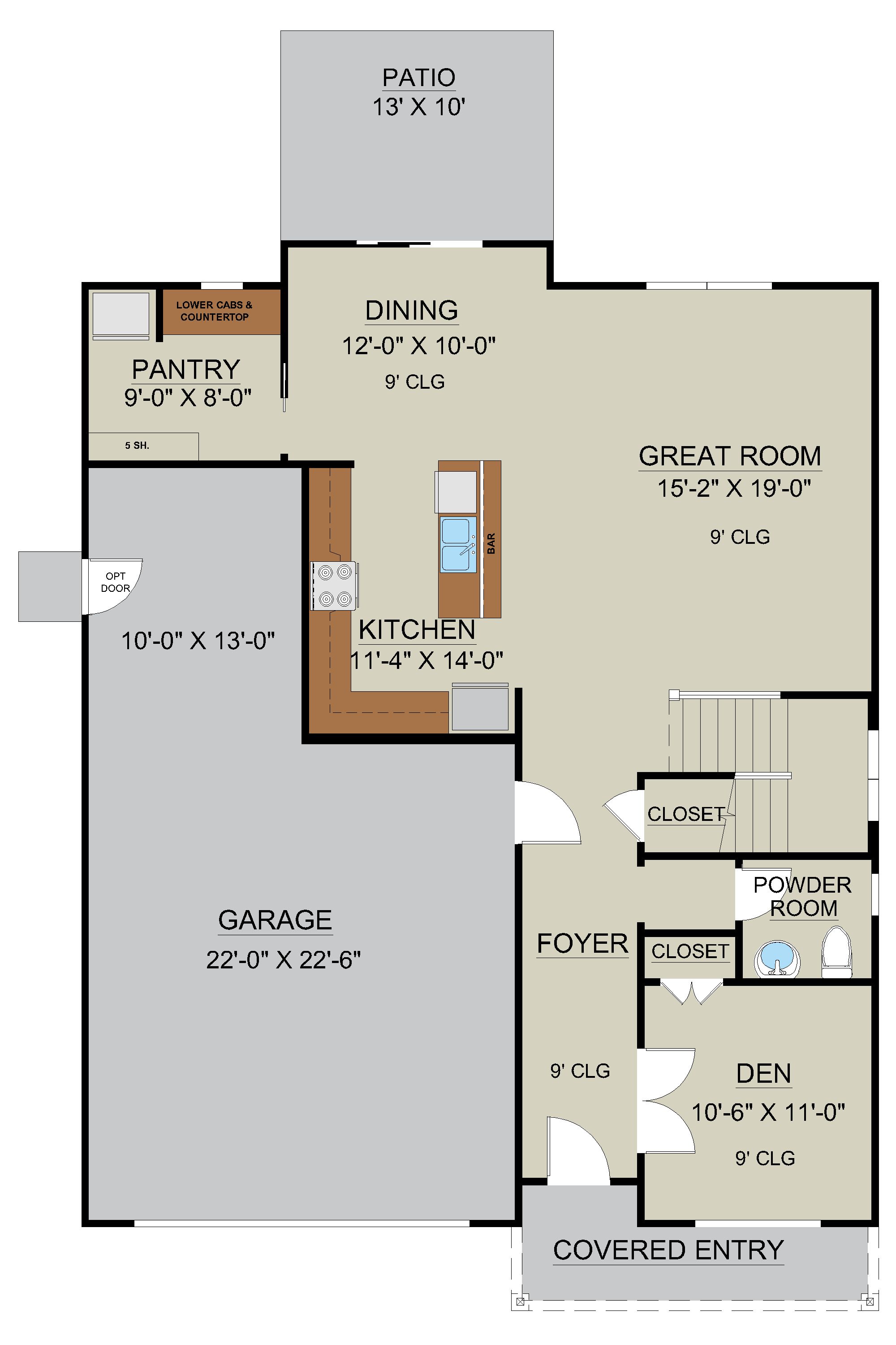 Montebello First Floor Layout Rendering | Ernest Homes