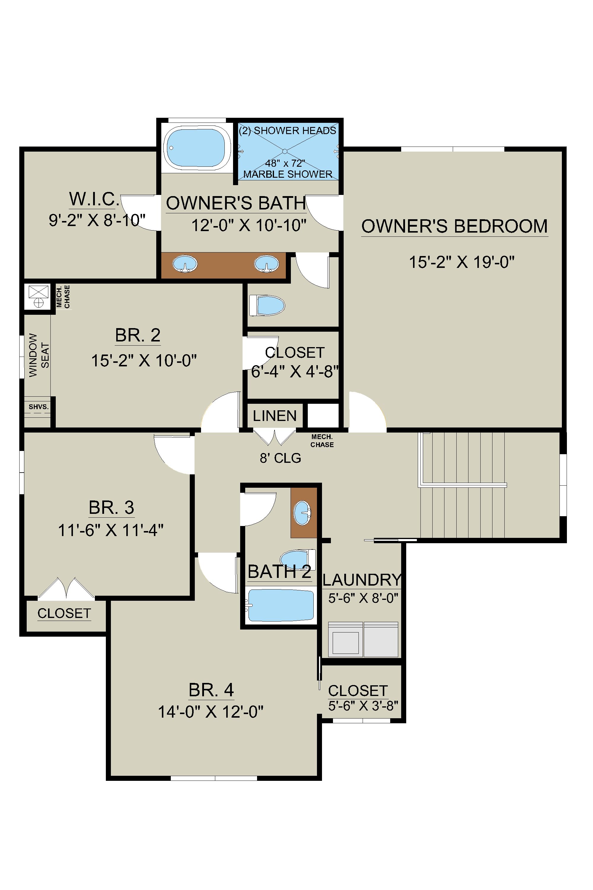 Montebello Second Floor Layout Rendering | Ernest Homes
