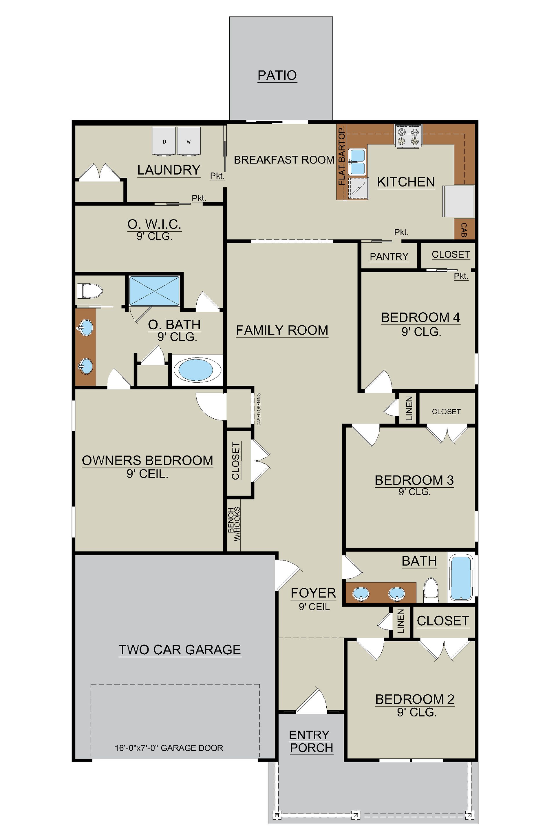 Midway Floor Plan First Floor Layout | 4 Bedroom Home 2 Bath| Ernest Homes