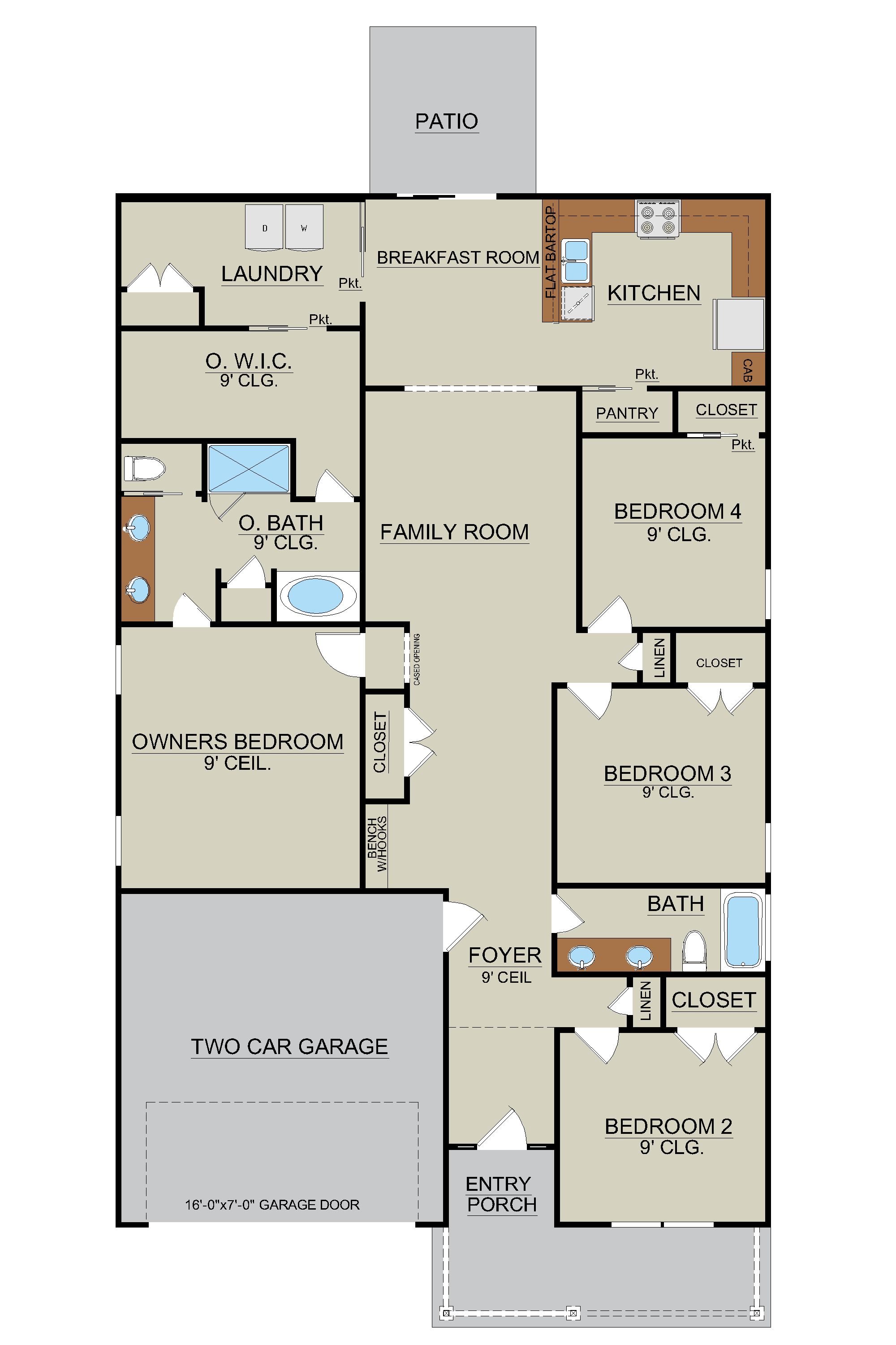Midway Floor Plan First Floor Layout | 4 Bedroom Home 2 Bath| Ernest Homes