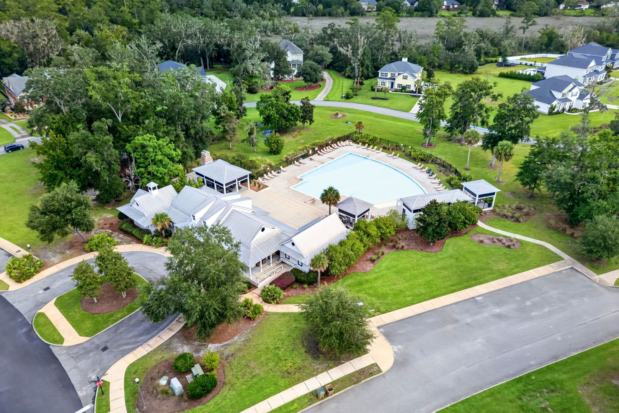 Aerial View of Dunham Marsh Resort-Style Clubhouse & Swimming Pool