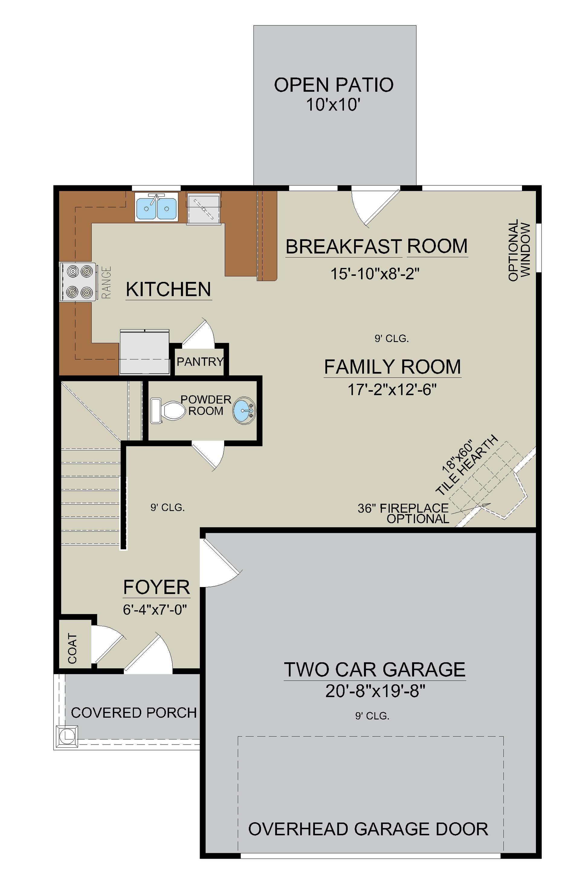 Daufuskie First Floor Layout | Open Concept & 2-Car Garage
