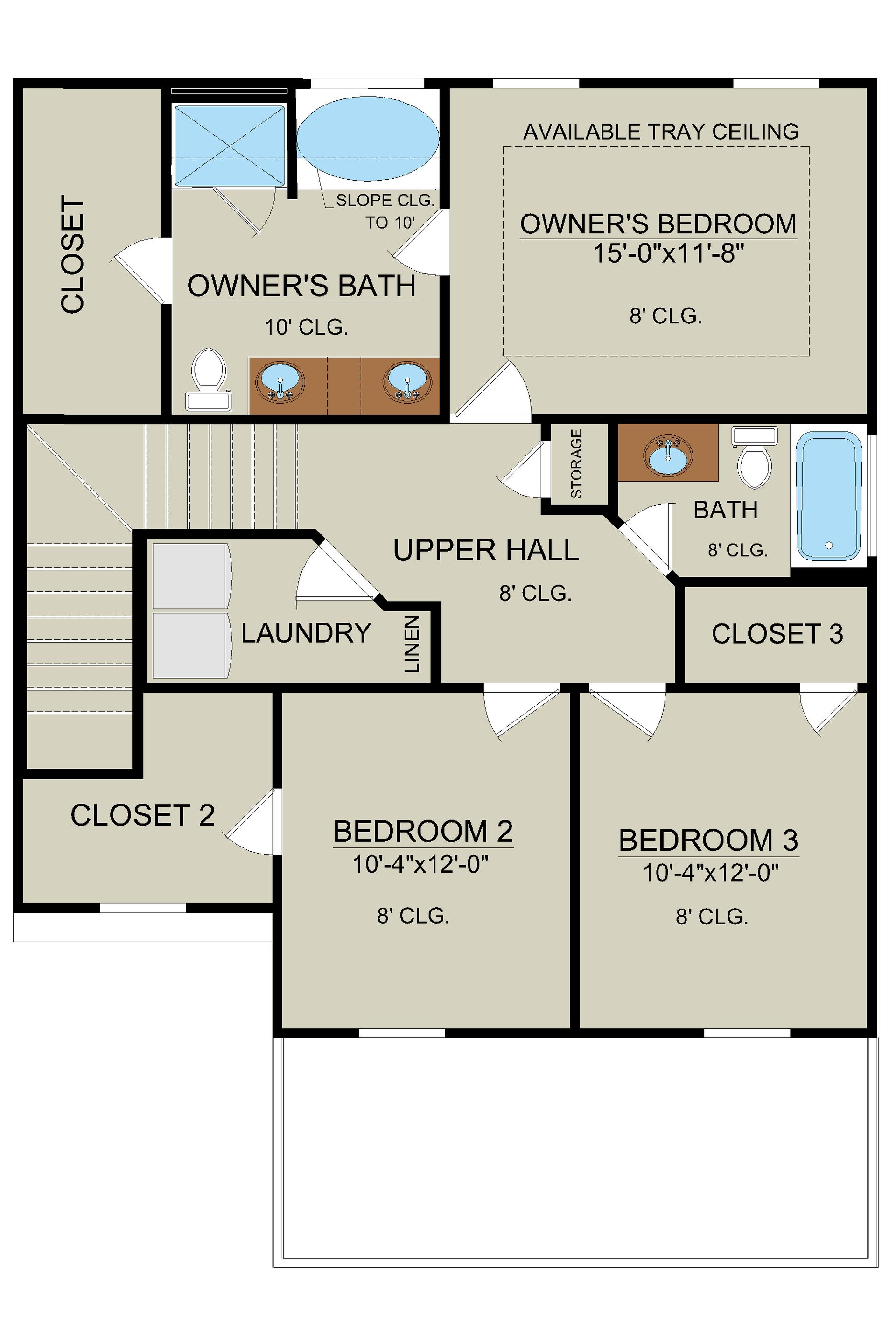 Daufuskie Second Floor Layout | Owner's Suite & Laundry Room