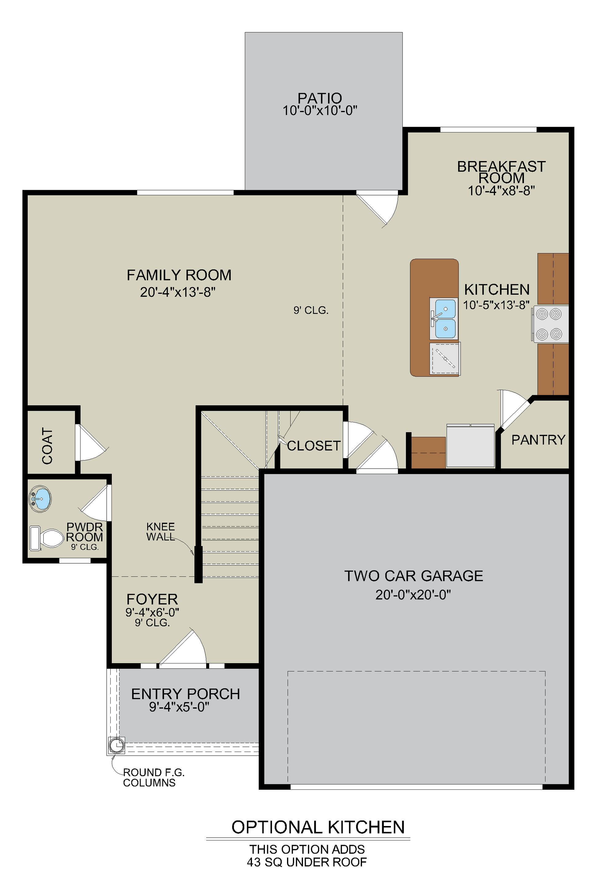 Kiawah – Optional Kitchen and First Floor Plan