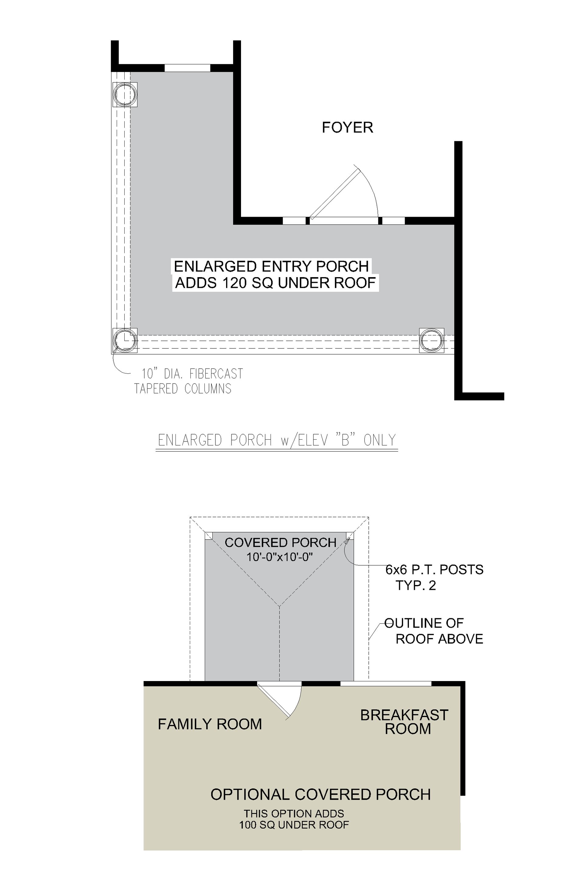Kiawah – Optional Front and Back Porch Plans