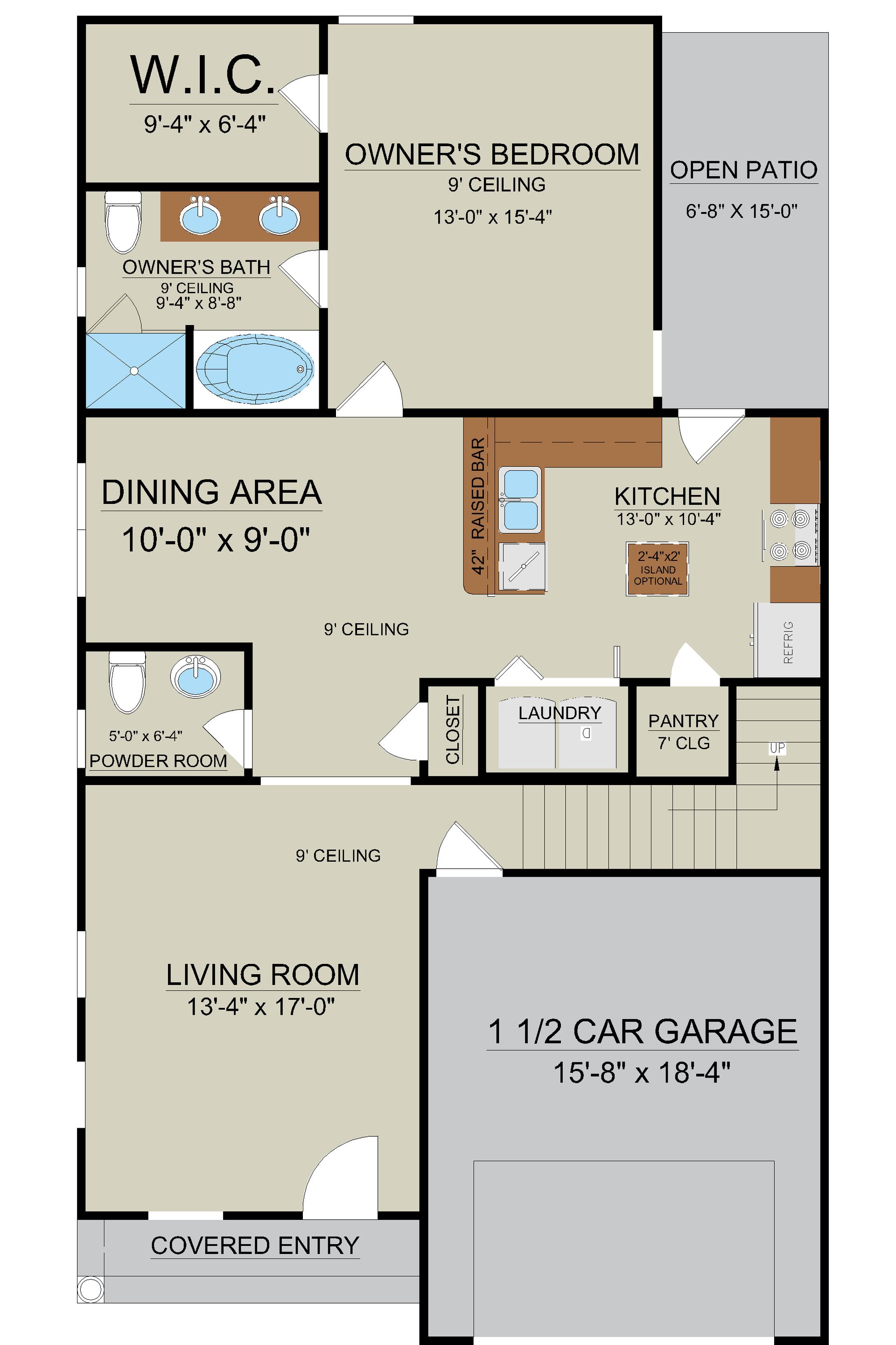 Hatteras – First Floor Plan with Main-Level Primary Suite