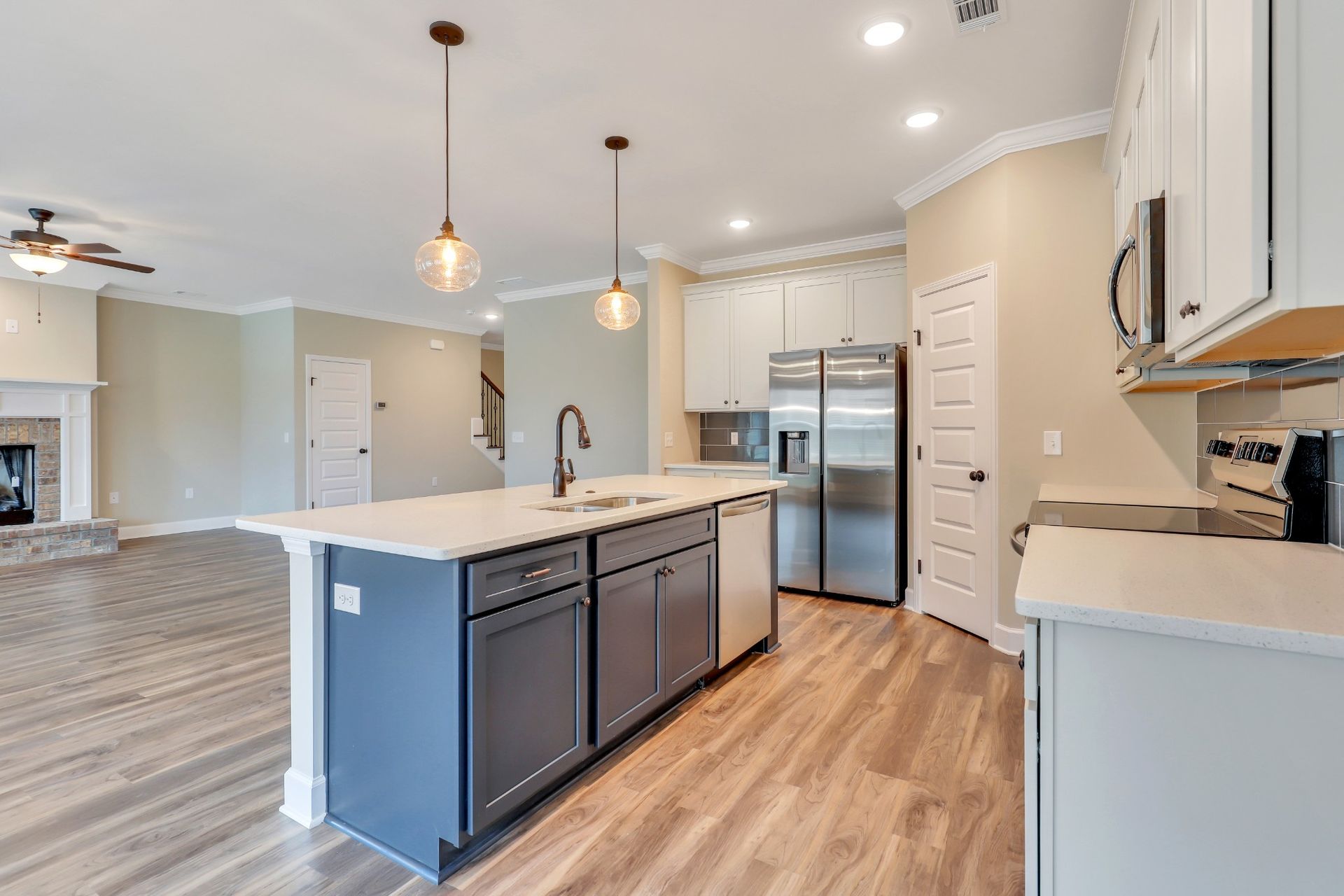 Seabrook Kitchen with Stainless Steel Appliances and Pendant Lighting