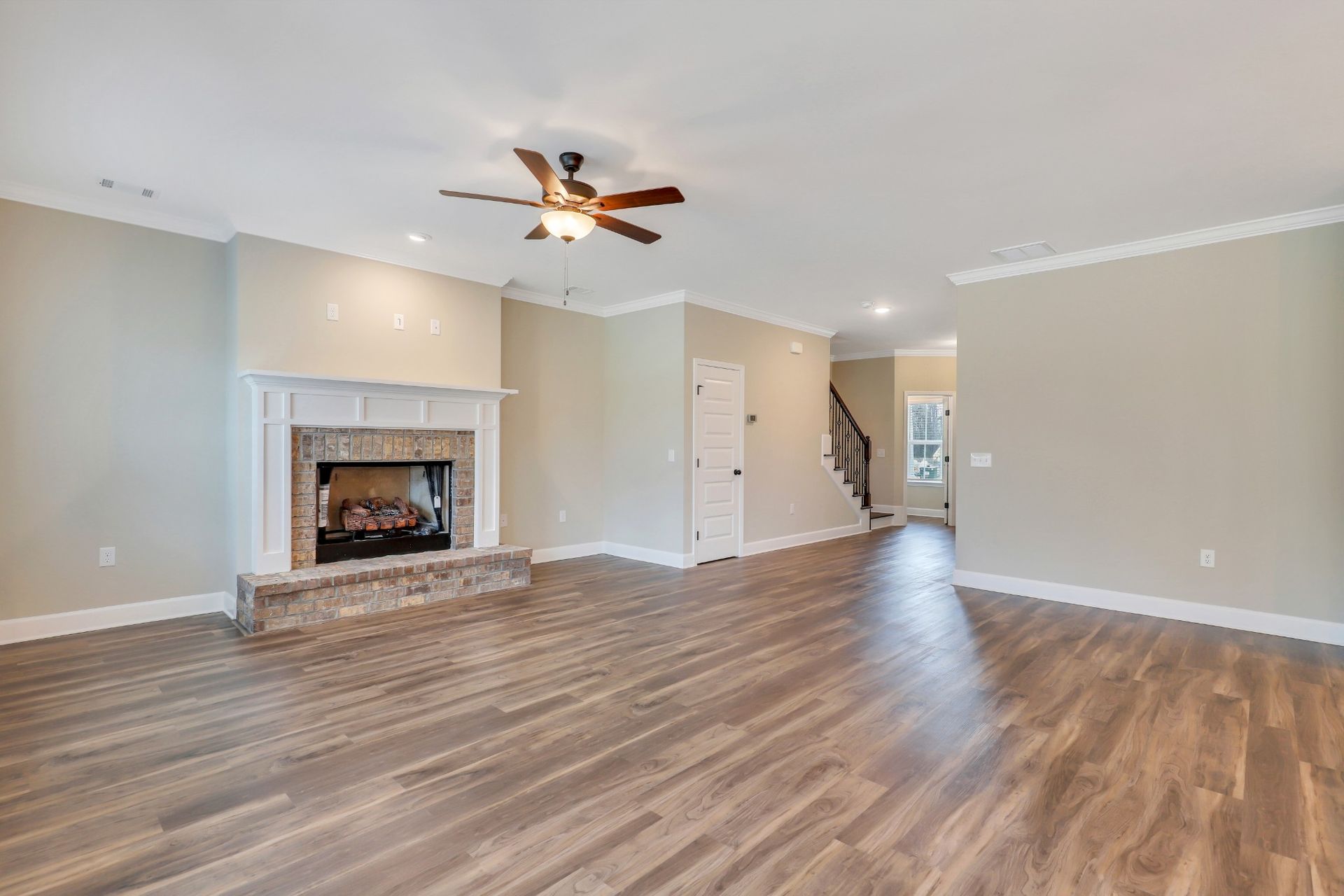 Seabrook Family Room with Brick Hearth Fireplace