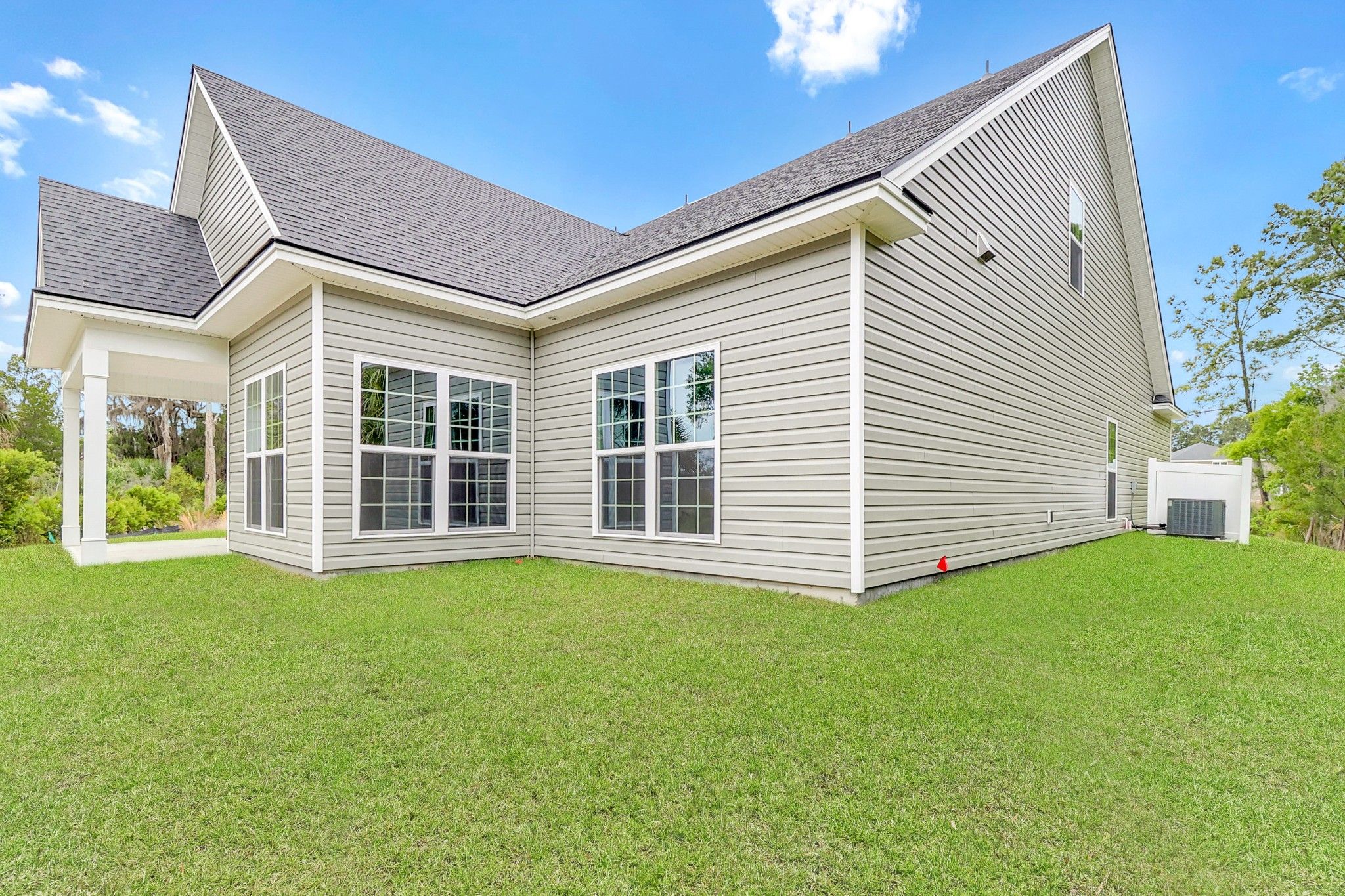 Harbor – Angled Rear Exterior View with Covered Porch | Ernest Homes