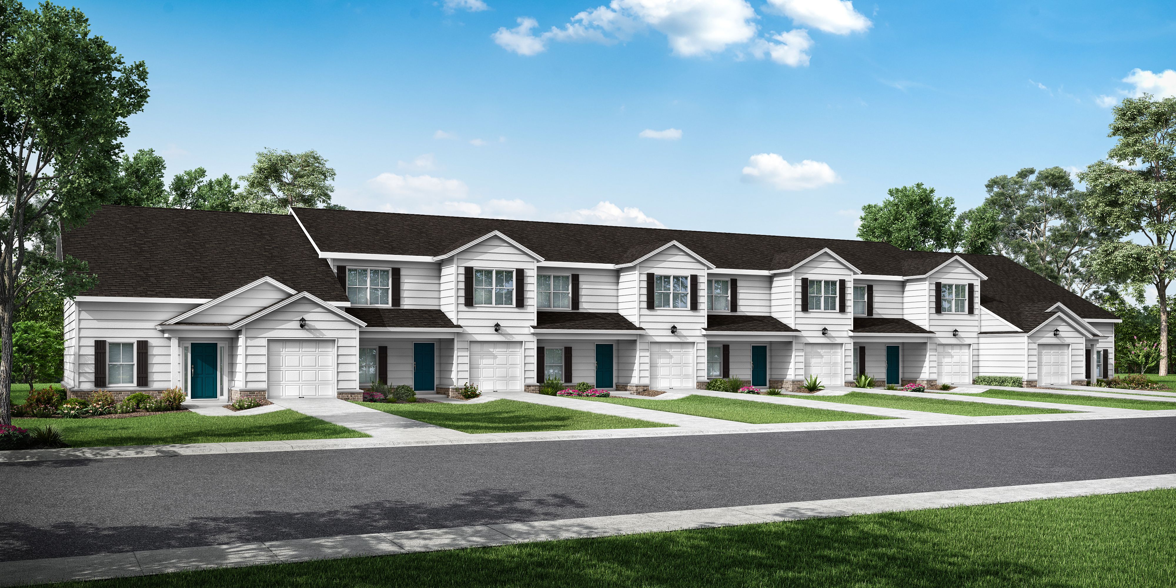 New Haven Townhome Full Exterior View | Ernest Homes